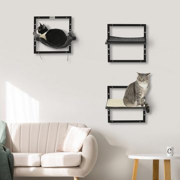 PawHut Katzen-Kletterwand Kletterwand für Katzen, Industriedesign, 1 Hängematte, 2 Plattformen
