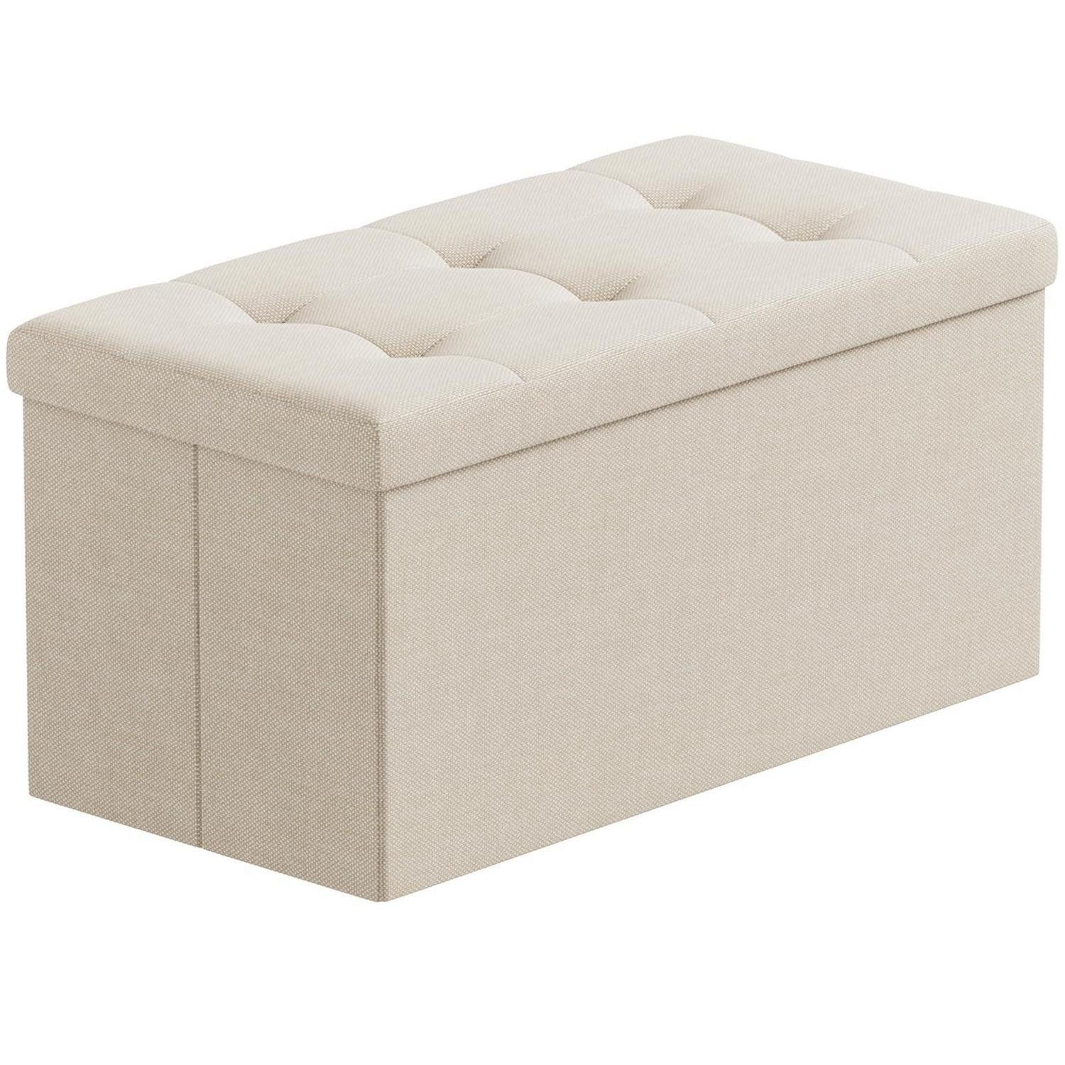 LuxusKollektion Sitztruhe Sitzbank mit Stauraum Beigefarben faltbar 76x38x38cm (1-St)