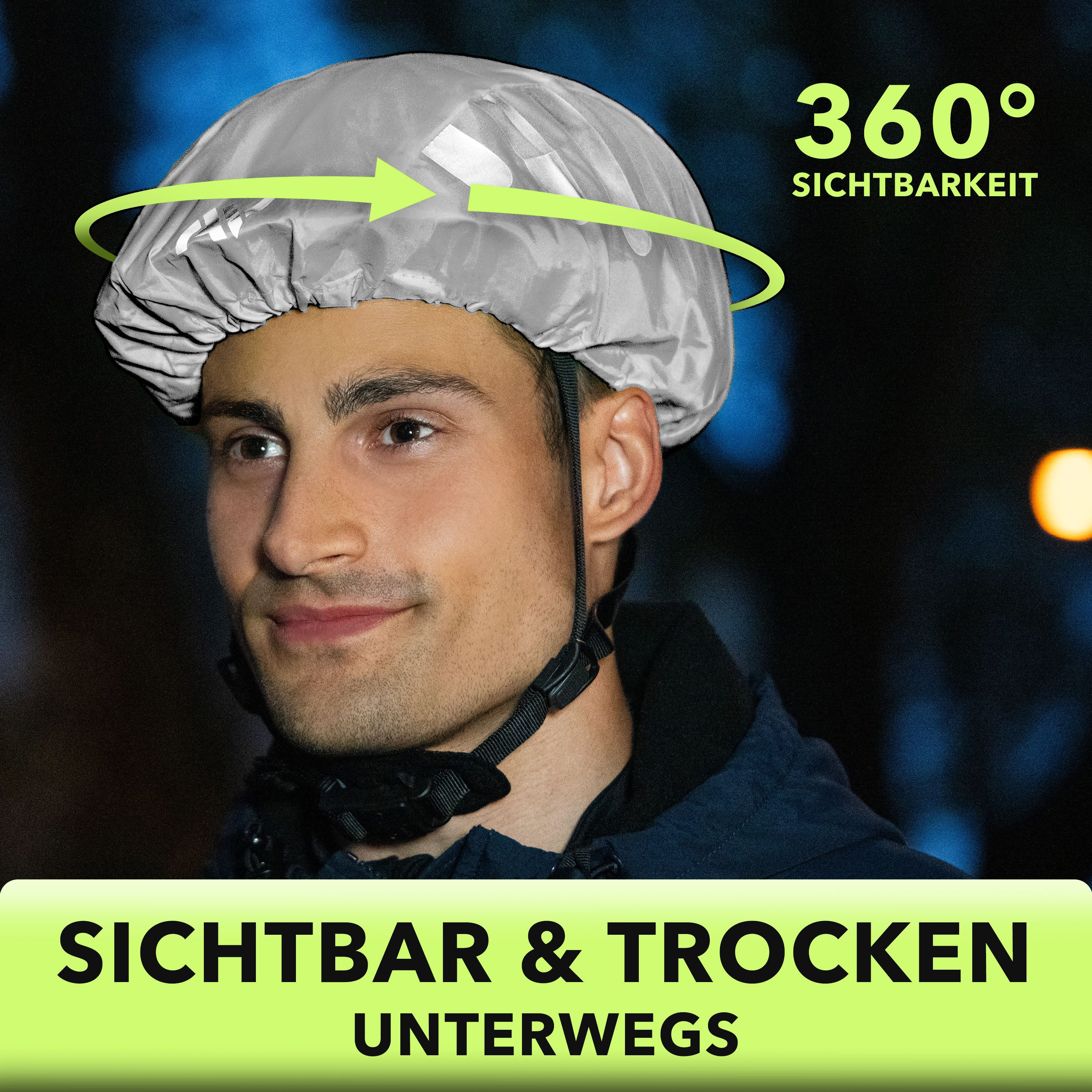 AVANA Fahrradhelmüberzug Regenschutz für Fahrradhelm reflektierende Abdeckung Regenüberzug, Reflektoren, Wasserdicht