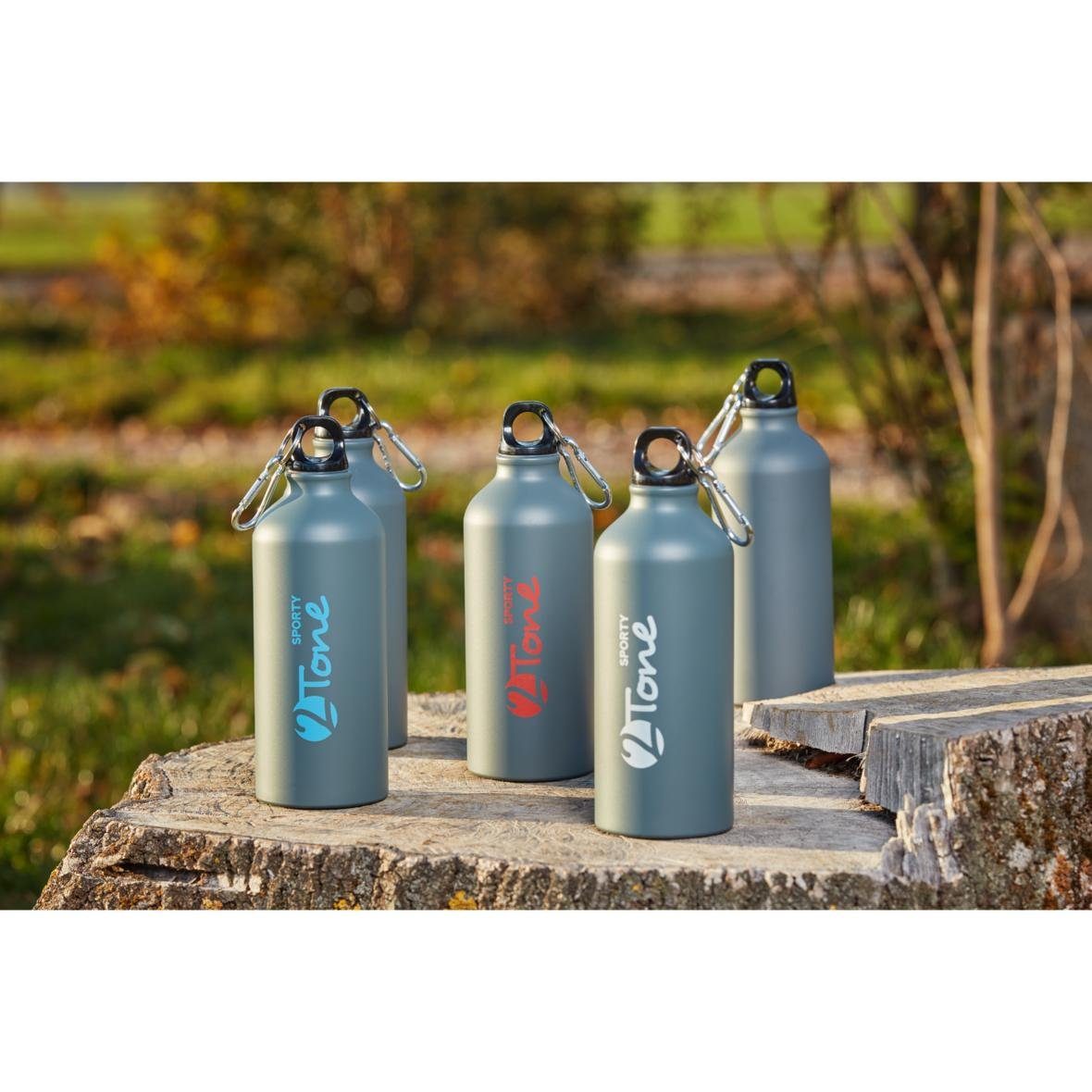 elasto Trinkflasche 600 ml Wasserflasche To Go "Sporty-2Tone" aus Aluminium, Aluminiumflasche, Langlebig, Sportflasche, Kinder und Erwachsene