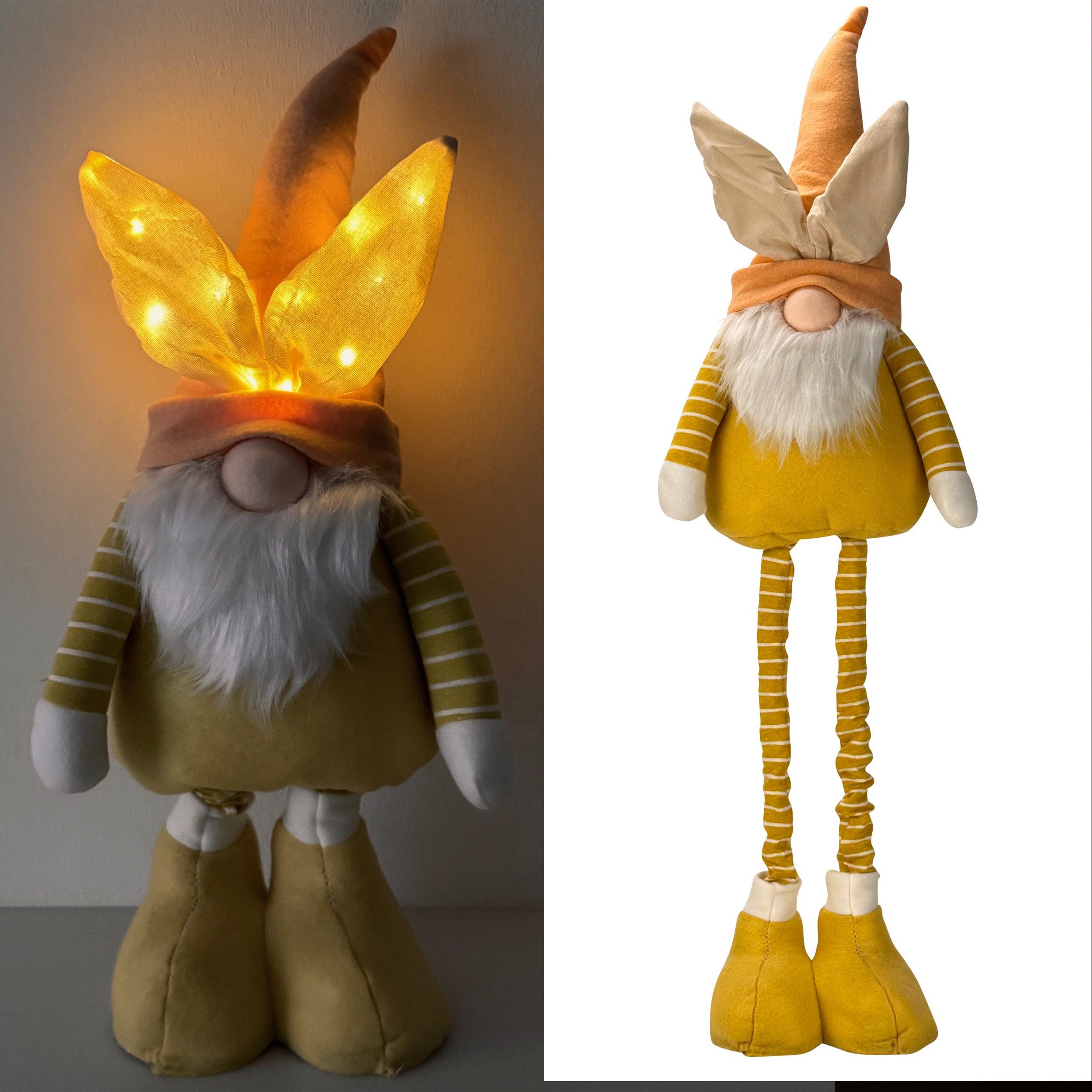 Online-Fuchs Бес mit beleuchteten LED Пасхальный зайчикиohren - Frühlings- & Osterdeko (inklusive Teleskopbeinen, 53 bis 86 cm groß), praktische 6-Stunden Timerfunktion