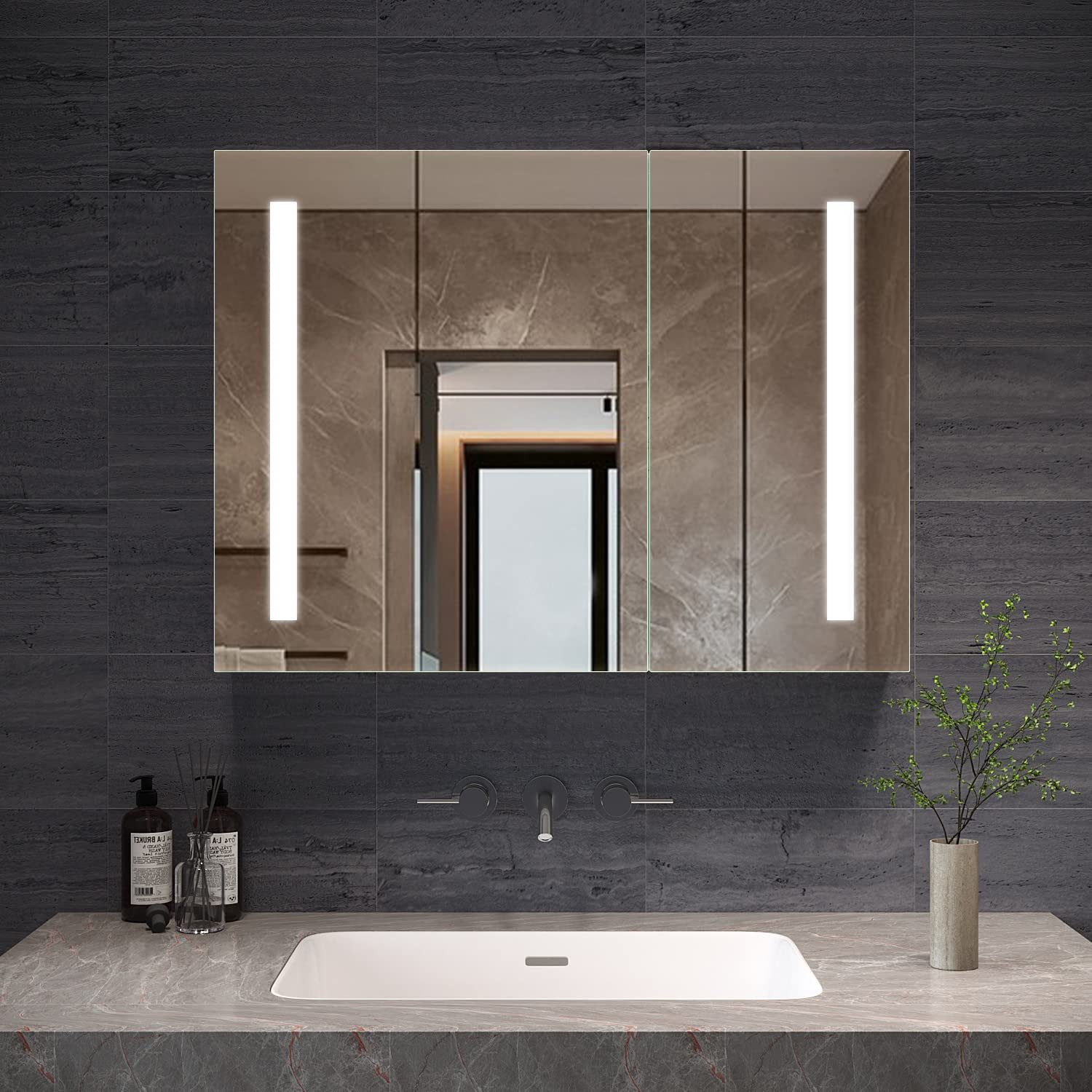 AQUABATOS Badezimmerspiegelschrank Led mit Beleuchtung Licht Spiegelschrank günstig online kaufen