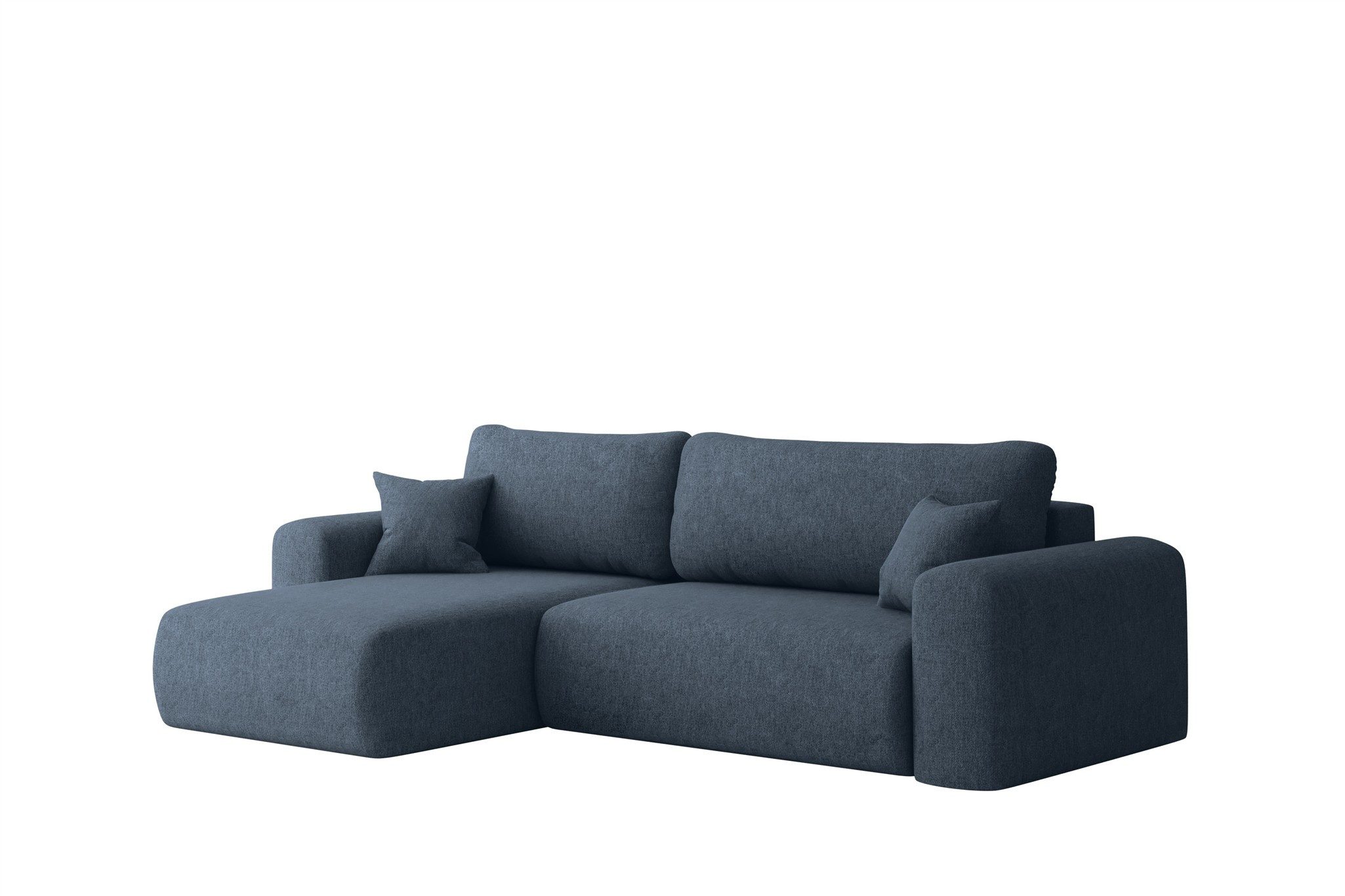 Fun Möbel Ecksofa Schlafsofa FLORA in Stoff, mit Bettkasten und 2 Zierkissen, Ottomane Links oder Rechts