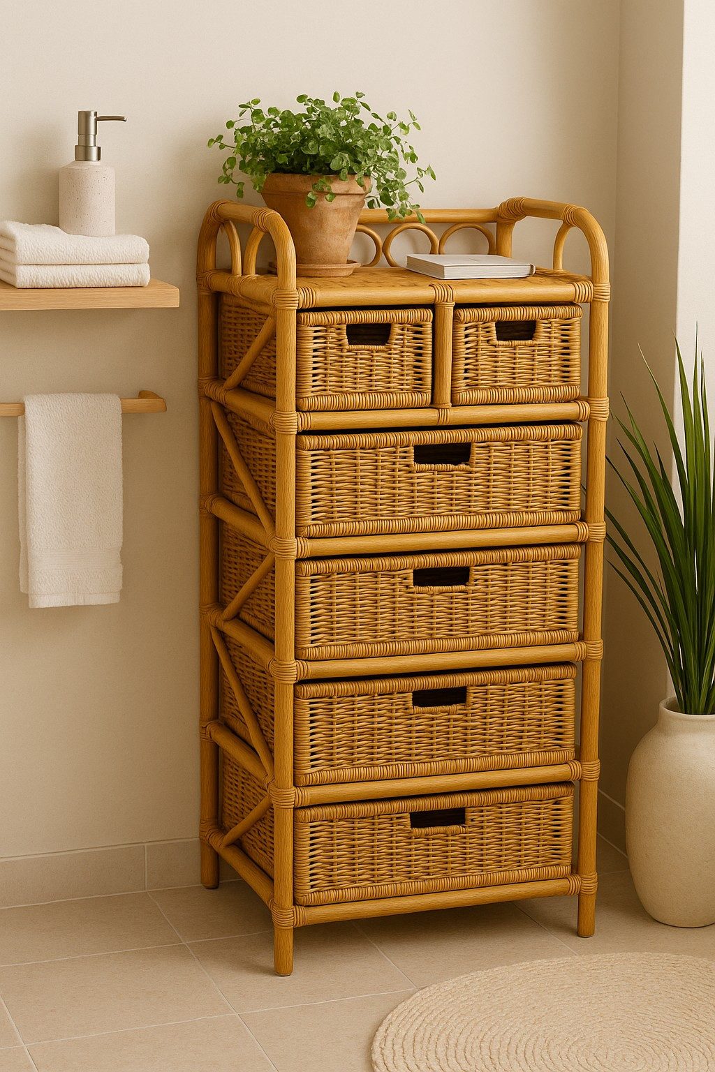 moebel-direkt-online Regal Rattanregal in drei Größen, handgeflochten, Handgeflochten