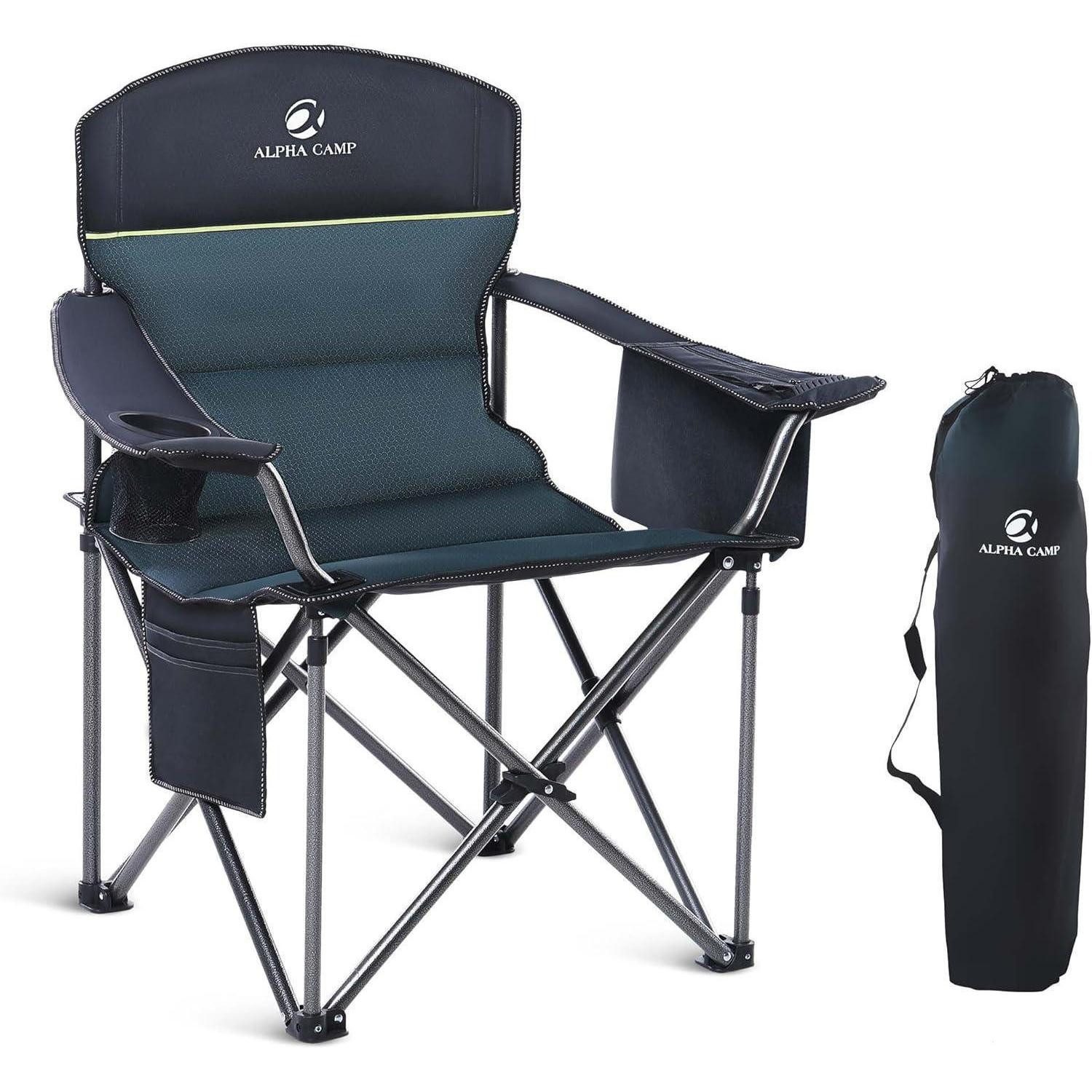 LuxusKollektion Campingstuhl Campingstuhl Klappstuhl Angelstuhl Getränkehalter 200kg Grün 1Pcs