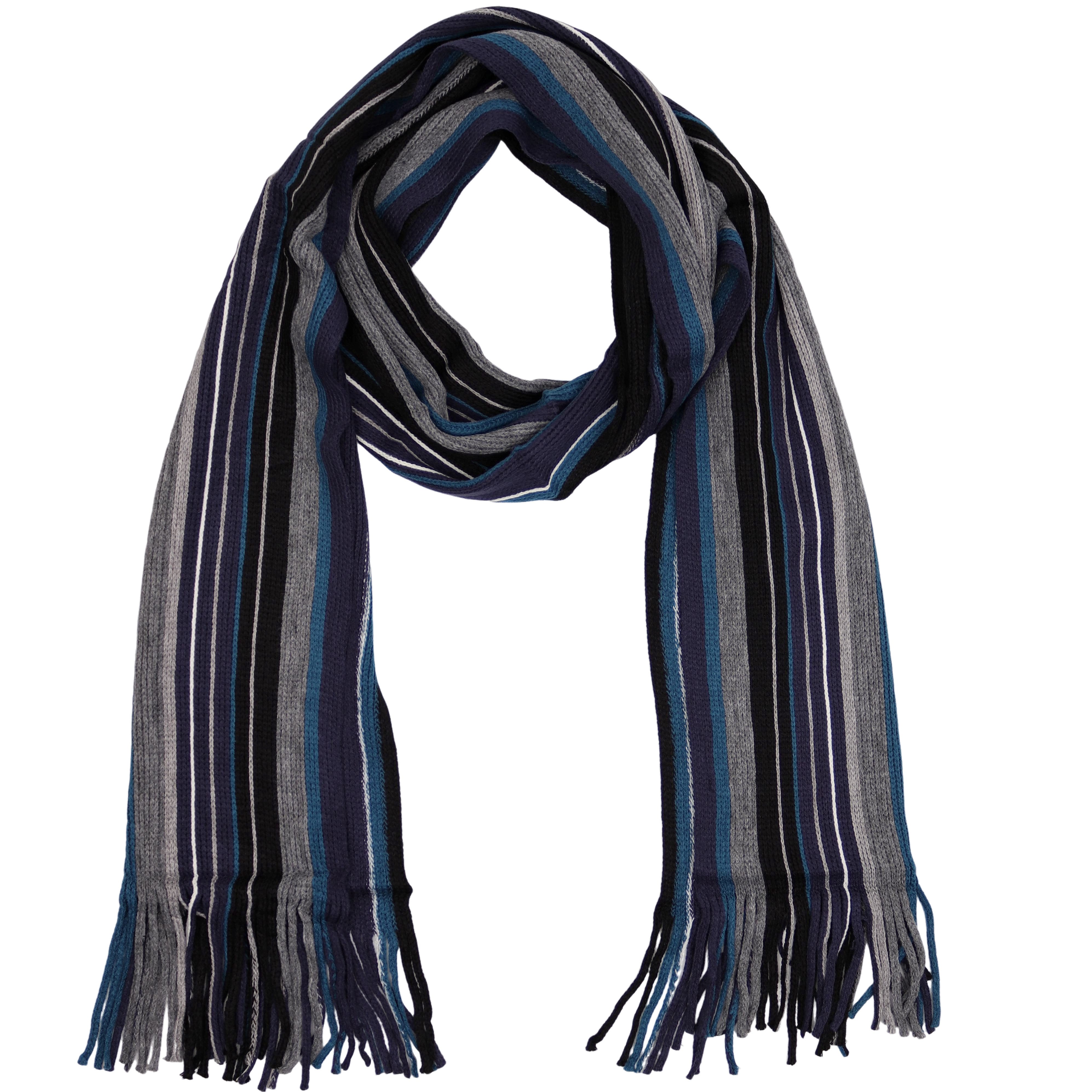 MIRROSI Strickschal Herren Weicher und warmer Schal Streifen 32x180cm, (Angesagter Streifenstrick; ca. 175 g), Männer Halstuch ideal für Herbst und Winter