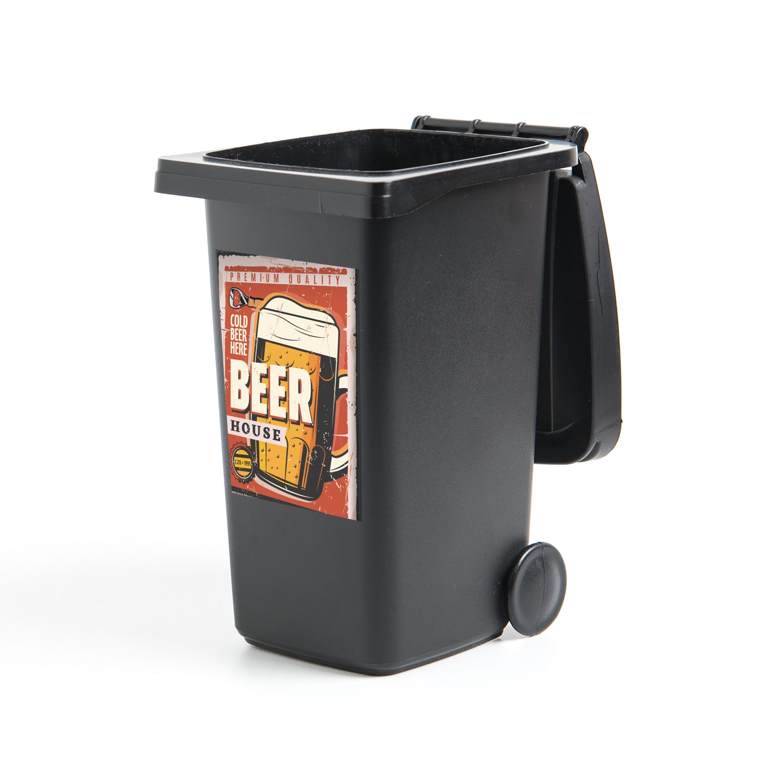 MuchoWow Wandsticker Mannshöhle - Bier - Vintage - Zitate (1 St), Mülleimer-aufkleber, Mülltonne, Sticker, Container, Abfalbehälter