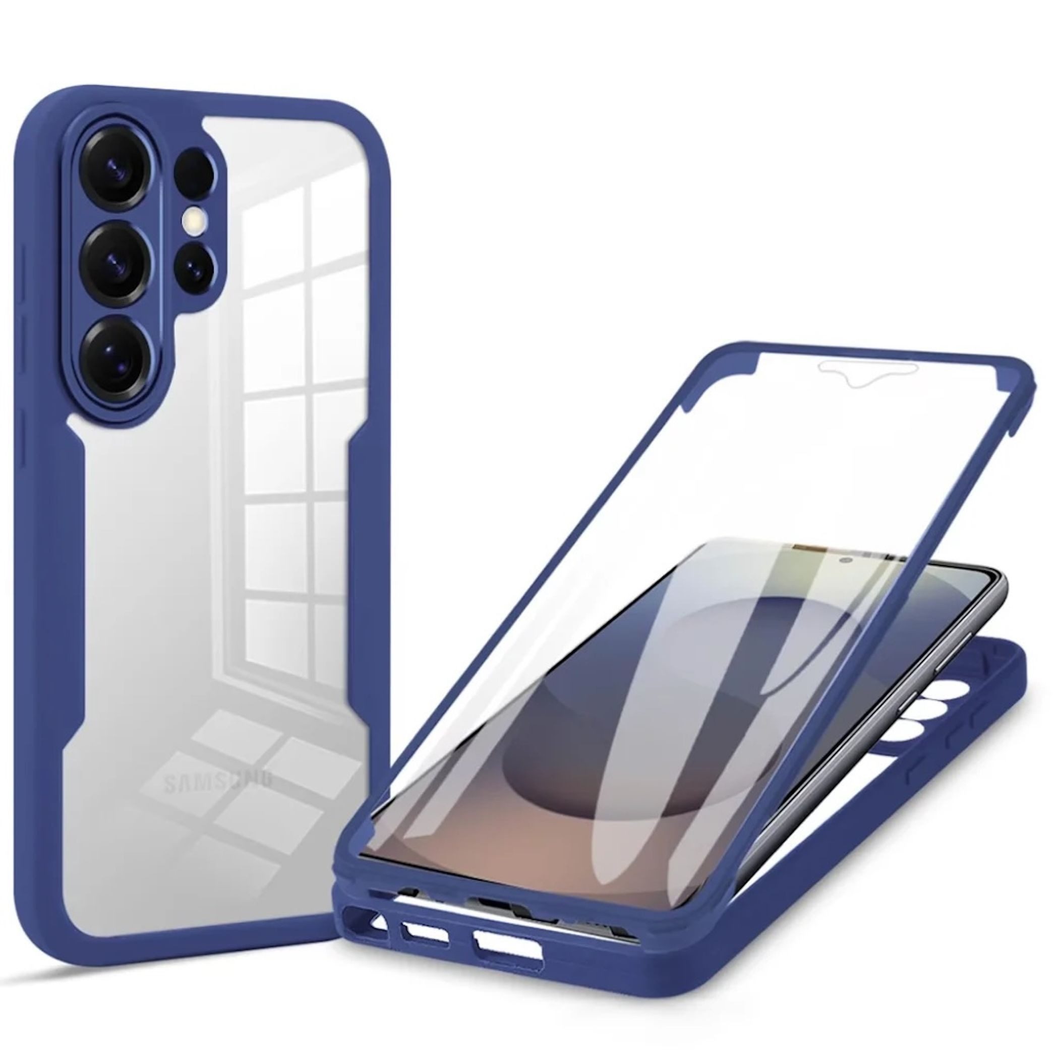 Wigento Handyhülle 360 Grad für Samsung Galaxy S26 Ultra mit Display Kameraschutz Blau 6,9 Zoll, 360 Grad Schutz, stoßdämpfend, robust