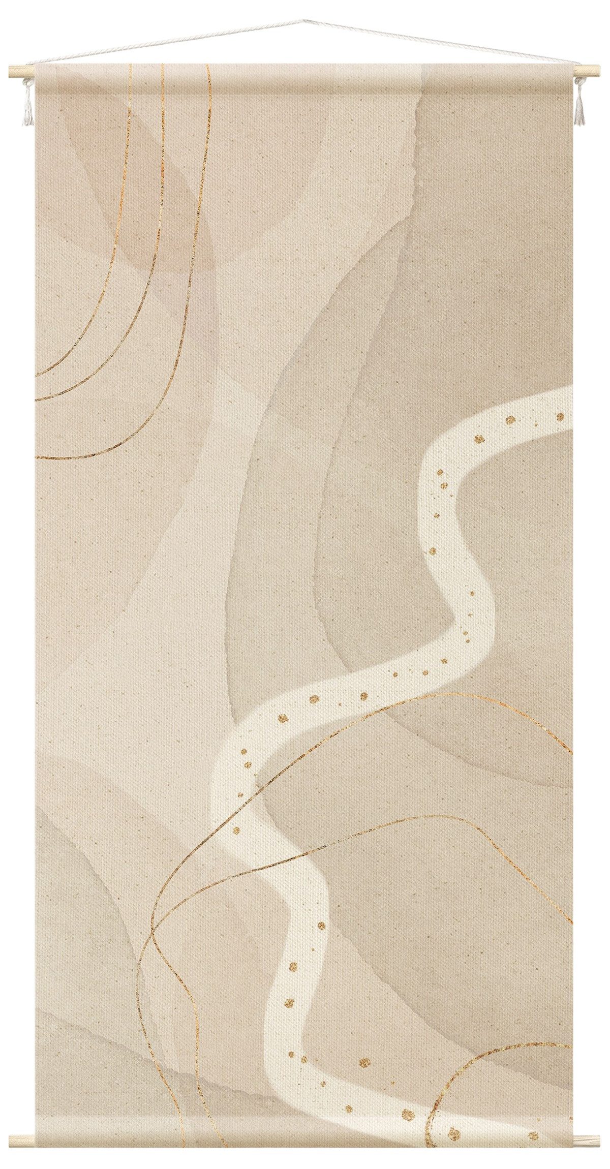 Bilderdepot24 Wandteppich modern Muster Aquarell Geometrisch beige, rechteckig, Höhe: 2.6 mm, großes Wandbild aus Natur-Baumwolle Wandbehang Stoffbild Tuch Wollseil