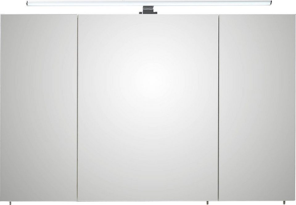 PELIPAL Spiegelschrank Quickset 360 Breite 110 cm, 3-türig, LED-Beleuchtung,  Schalter-/Steckdosenbox
