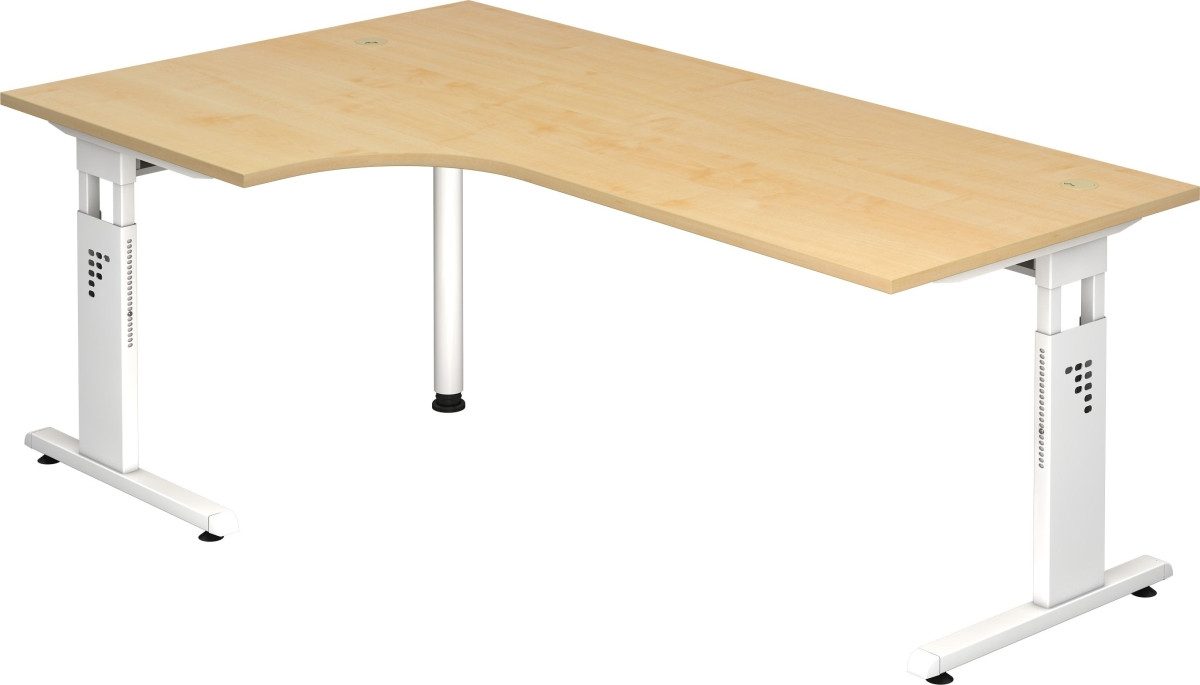 HAMMERBACHER Schreibtisch Winkeltisch C-Fuß 200x120cm 90 Grad Ahorn/Weiß