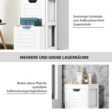 COSTWAY Badkommode, Badezimmerschrank mit 2 Schubladen, 30x30x89cm, weiß