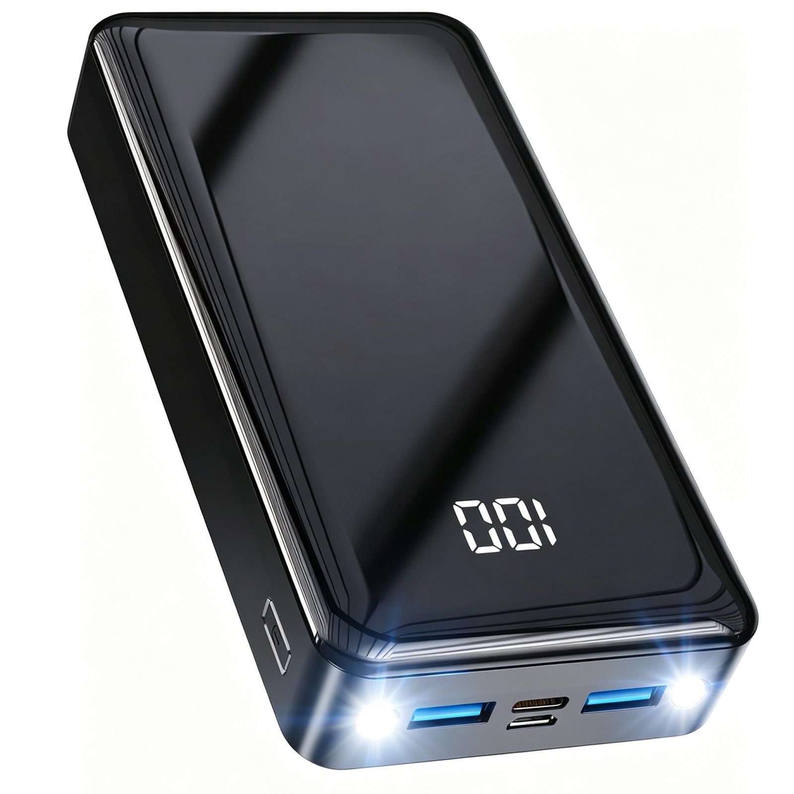 Pdgrid 24000mAh Hochkapazitäts 22,5W PD-Schnellladung Tragbarer Akku Powerbank LED-Digitaldisplay, Dual-Taschenlampenfunktion 24000 mAh