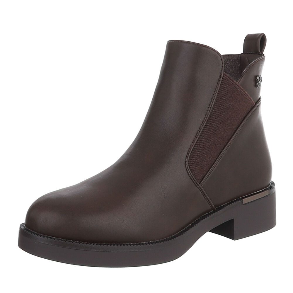 Ital-Design Damen Chelsea Boot mit Blockabsatz und Profilsohle Stiefelette (92355184) Blockabsatz Chelsea Boots in Braun