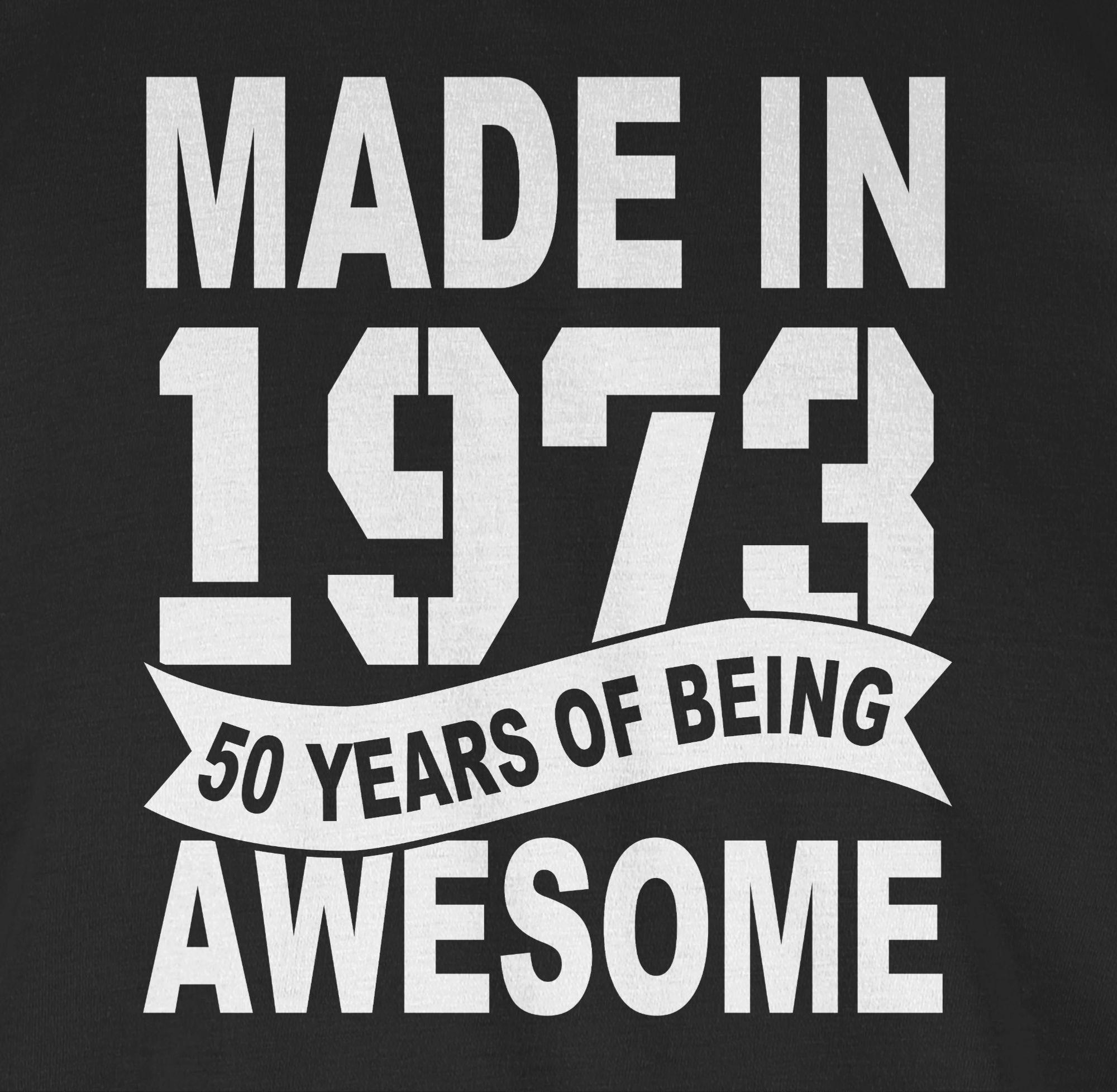 Schwarz of T-Shirt 1973 Fifty awesome being 50. 3 years Geburtstag Shirtracer in Made weiß