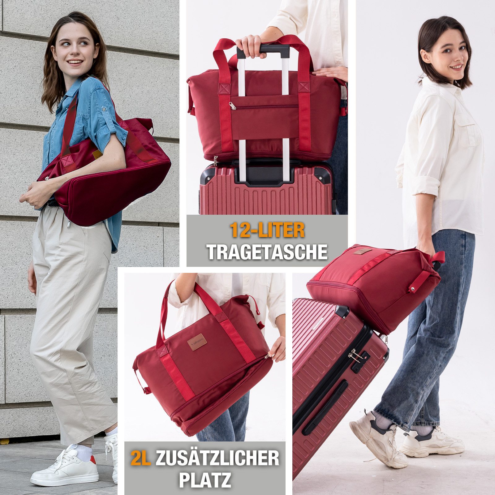 VALLSERO Trolleyset LG2 Hartschalen-Koffer set (S,M,L,XL) Rollkoffer, Reisekoffer, (Hartschalen Trolley 6-teiliges-set), Handgepäck 4 Rollen, ABS-Material, TSA Zollschloss, 6-teiliges Set