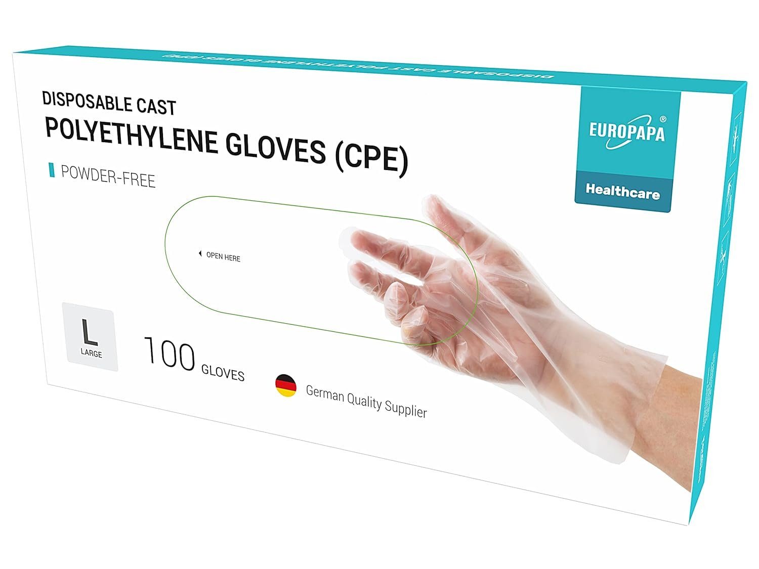 EUROPAPA Einweghandschuhe 100, 200, 300 Vorteilspack CPE transparenz Einweghandschuhe in Box (300-St., Einmalhandschuhe) latexfrei Gummihandschuhe puderfrei Handschuhe
