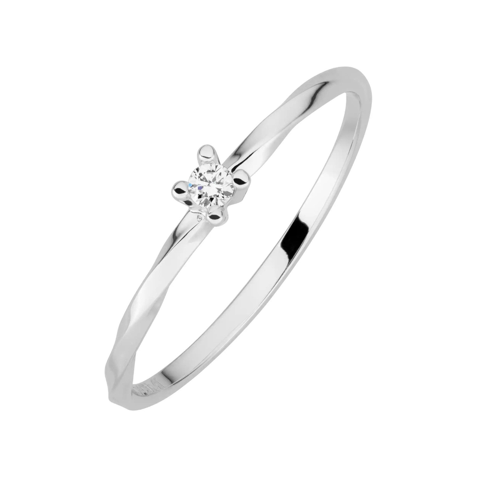Fingerring 585/- Weißgold 1 synth. Diam. 0,04ct.