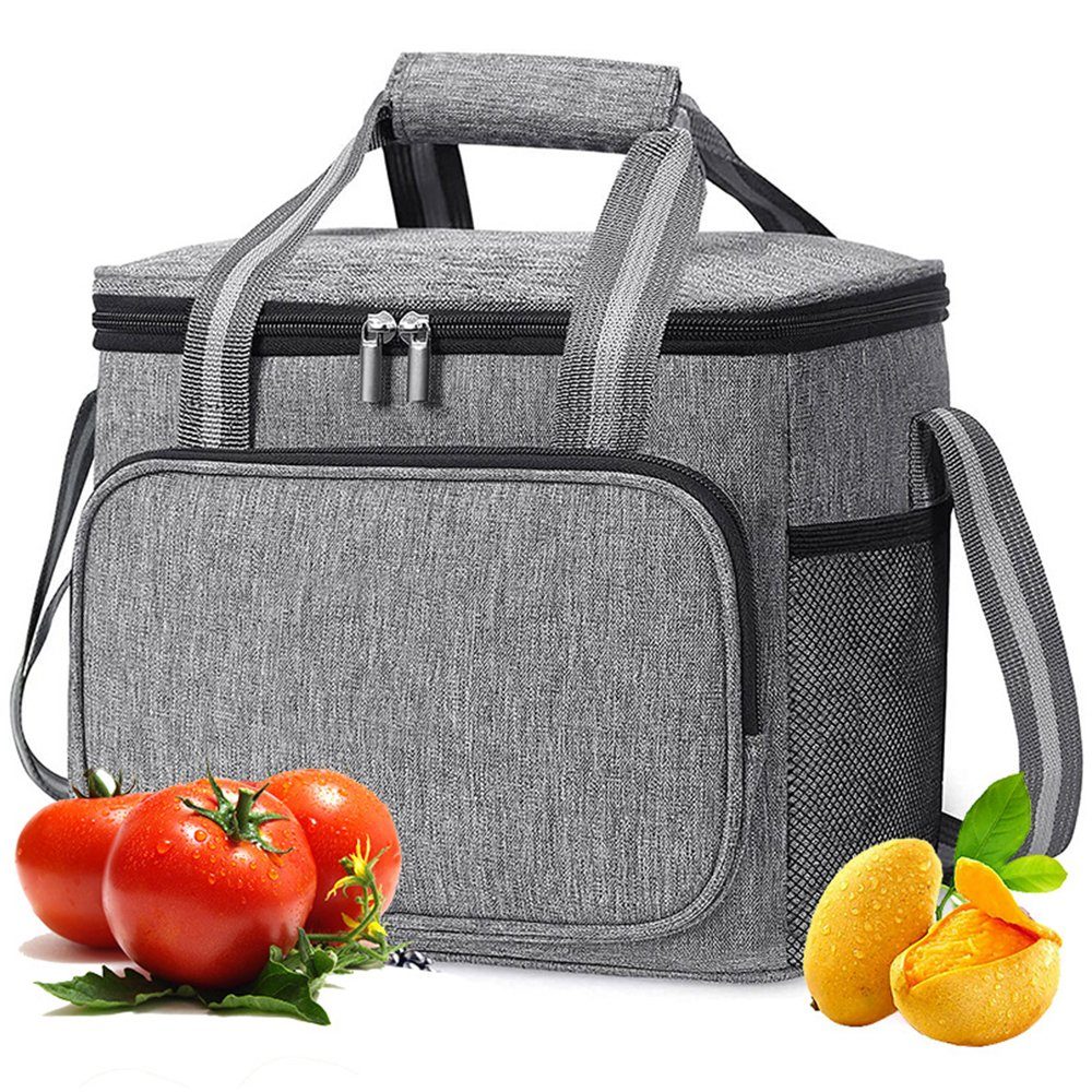 Grau Lunchtasche, Picknicktasche Picknickkorb für 15L Lebensmitteltransport Thermotasche zggzerg