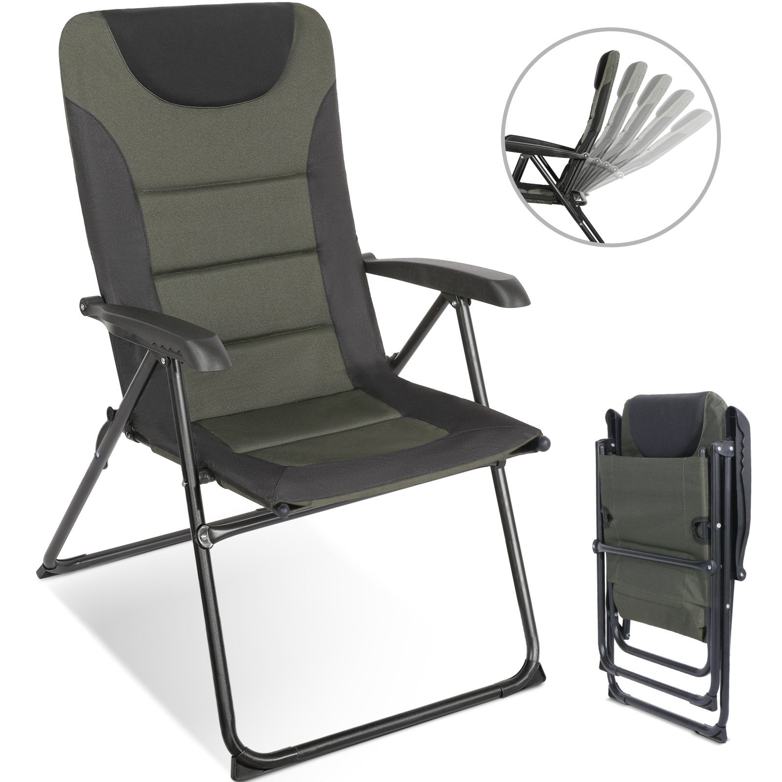 HOMECALL Campingstuhl Gartenstuhl Anglerstuhl Faltsessel Klappstuhl für Wohnwagen Outdoors (1 St), 5 fach Verstellbarer Rückenlehne, Hochlehner, Gepolsterter, bis 150kg