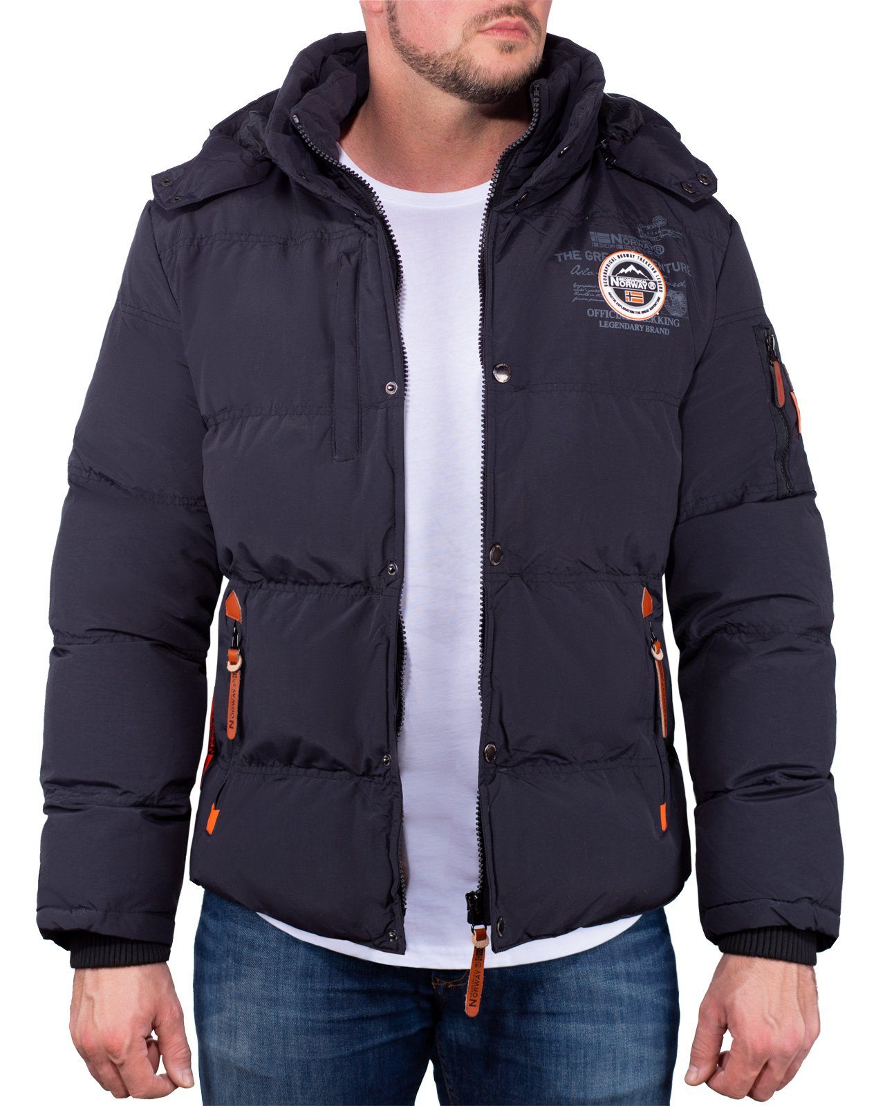 Geographical Norway Winterjacke Herren (1-St) baverveine schwarz Outdoor mit Jacke Kapuze