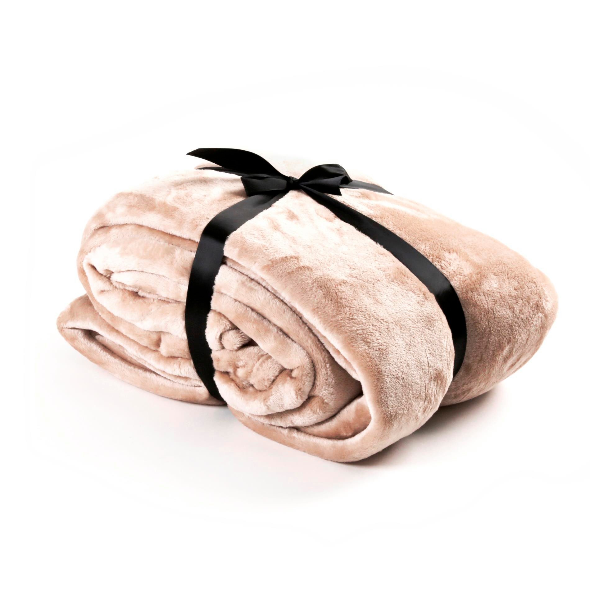 ESTEXO Tagesdecke Kuscheldecke Wohndecke 220 x 240 cm Flanell Decke Bettüberwurf Taupe