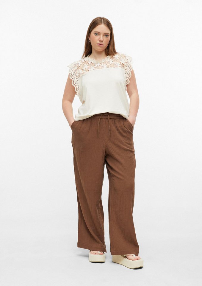 QS Chinos Hose Musselin Hose mit weitem Bein und Elastikbund