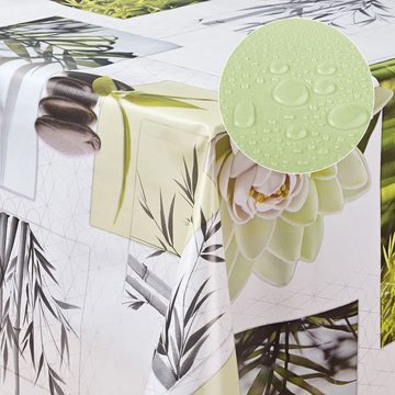 laro Tischdecke Wachstuch-Tischdecken Blumen weiss grün rechteckig