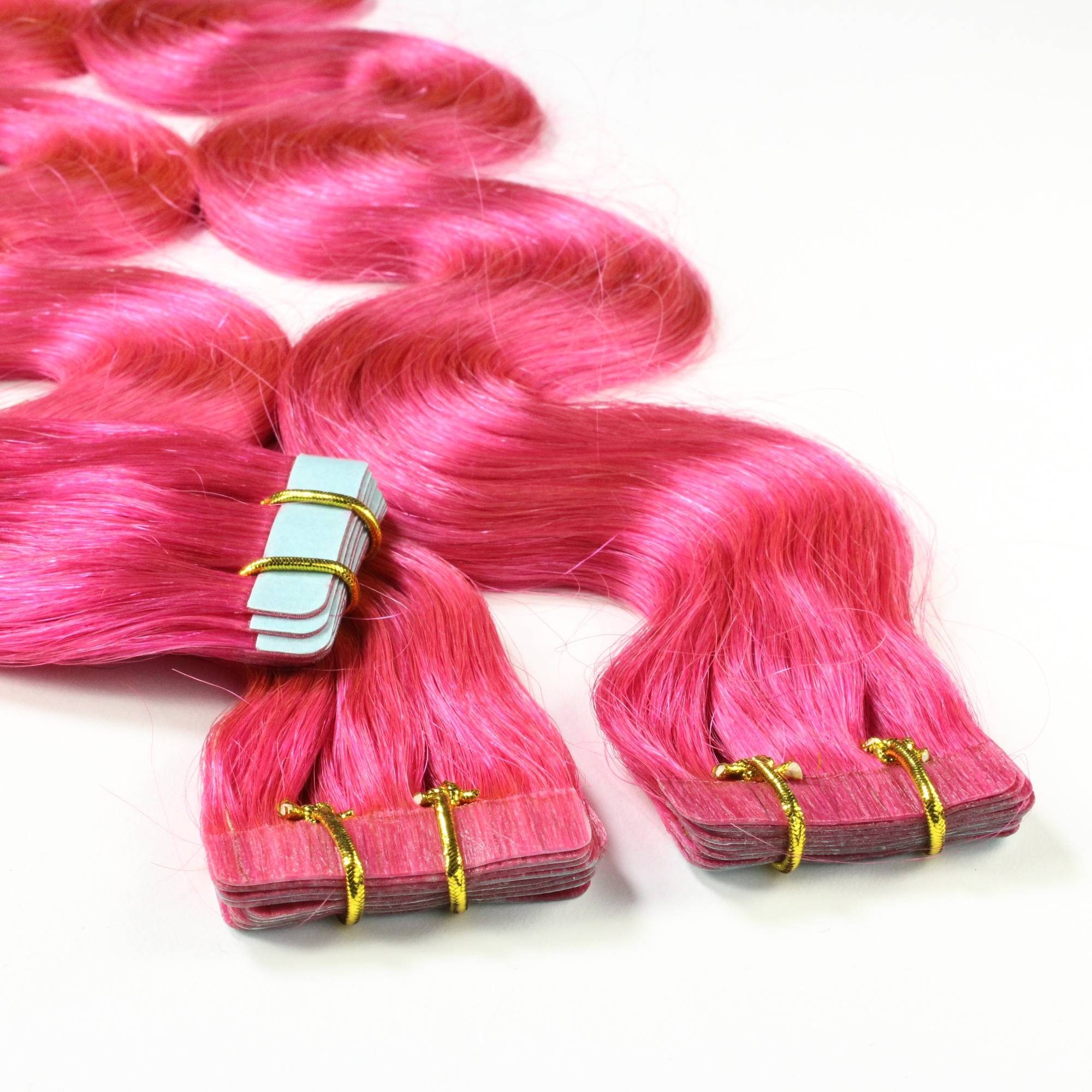 hair2heart Echthaar-Extension Tape Extensions gewellt #Pink 50cm