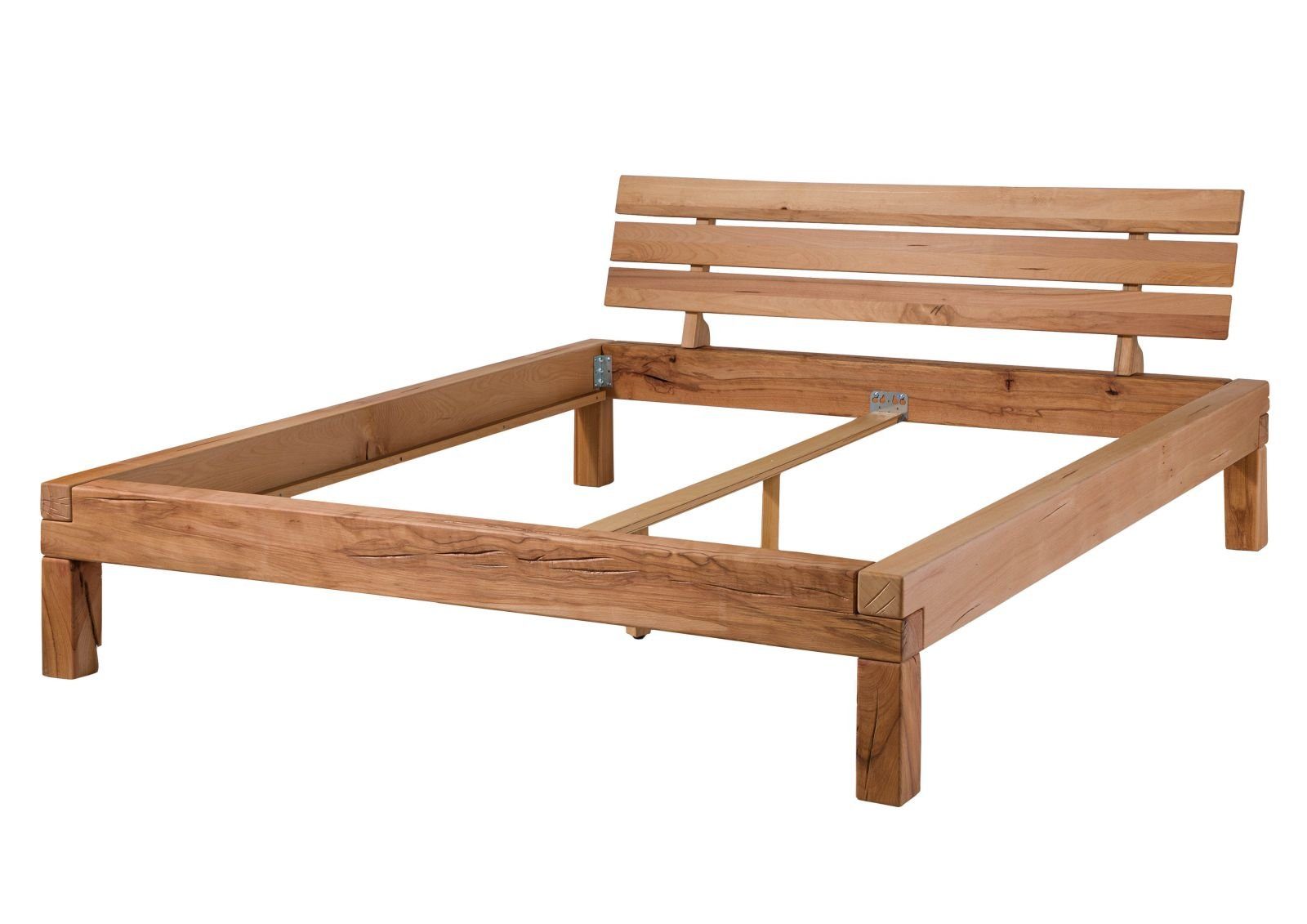 Massivmoebel24 Massivholzbett BALKENMÖBEL (Balkenbett Wildeiche 140x200x88,5 natur geölt KRAKAU #201), Balkenbett Wildeiche 140x200x88,5 natur geölt KRAKAU #201