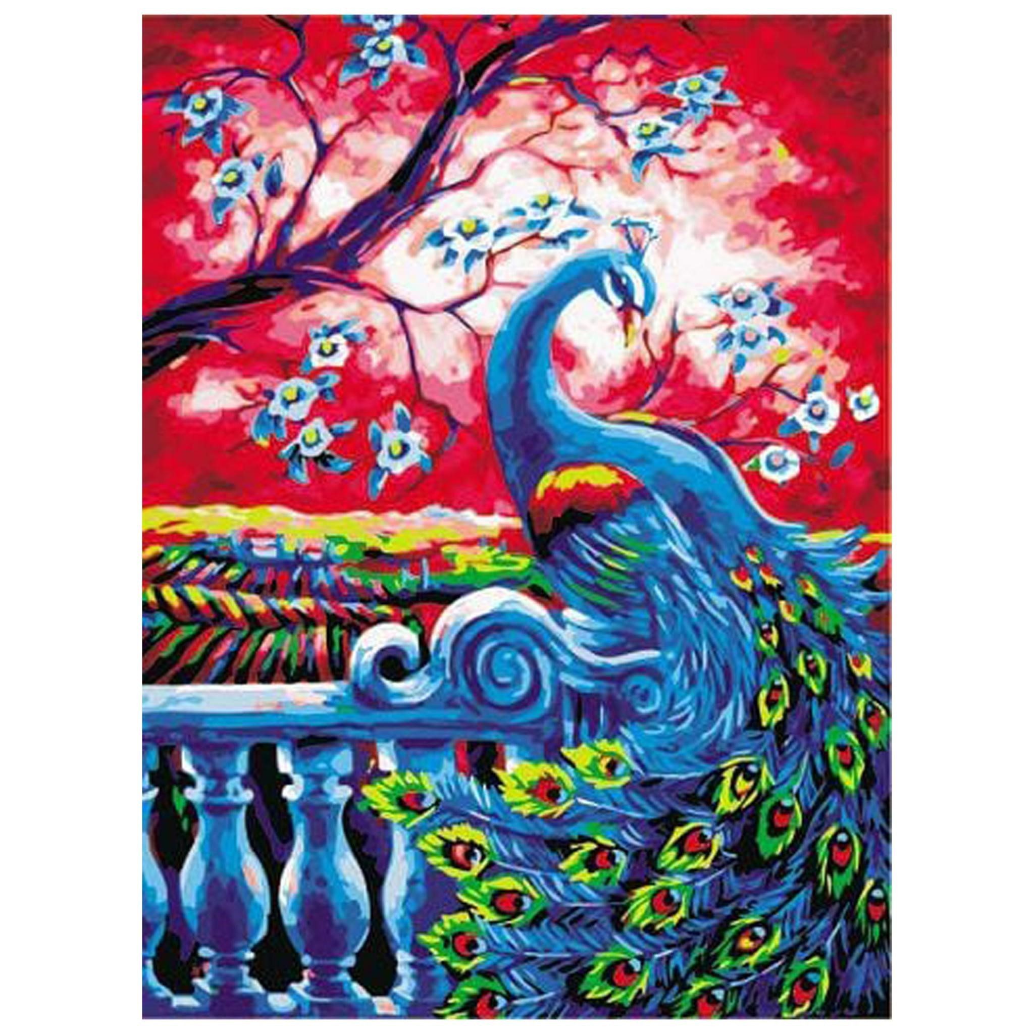 Thumbnail - LA CUTE Malen nach Zahlen Bunter Pfau Malset – Kreatives Malen nach Zahlen mit Rahmen 30x40 cm (Komplettes Malset: Kreat...