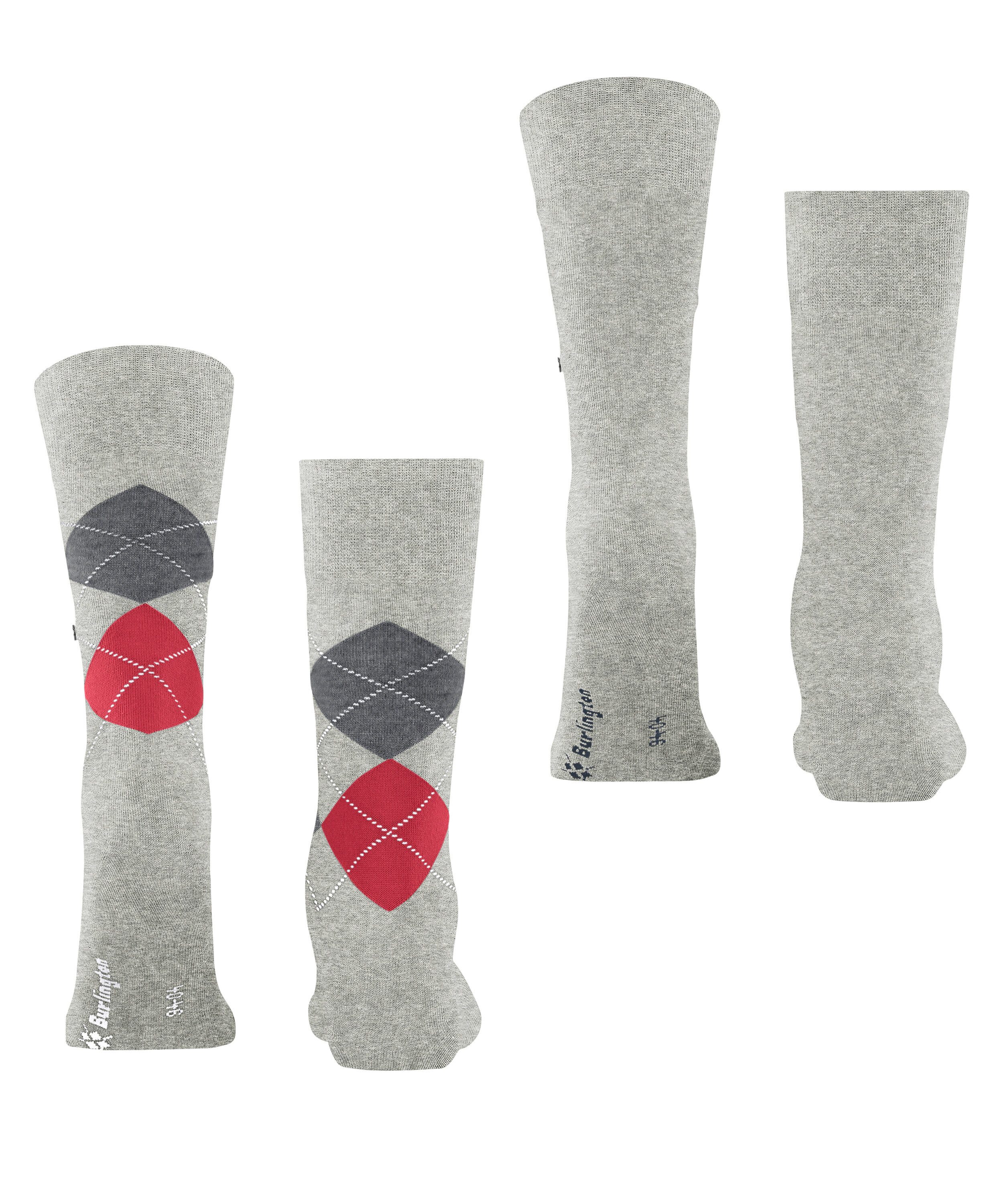 Burlington Socken Everyday Argyle Mix 2er-Pack (2er Pack) atmungsaktiv, passend von Gr. 40-46 One Size