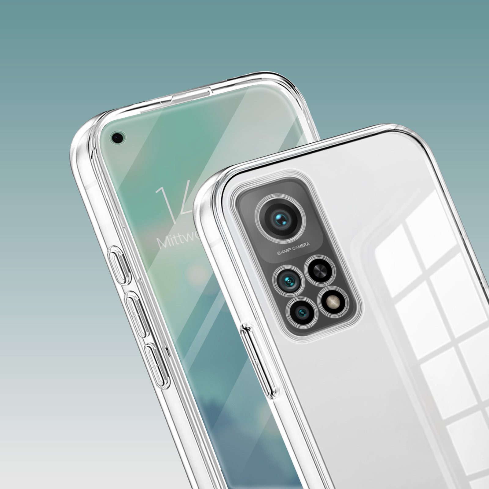 Tec-Expert Handyhülle 360 Grad Hülle für Xiaomi Mi 10T / Mi 10T Pro 6.67 Zoll, 6.67", Rundum Schutz Cover Case Hülle Transparent