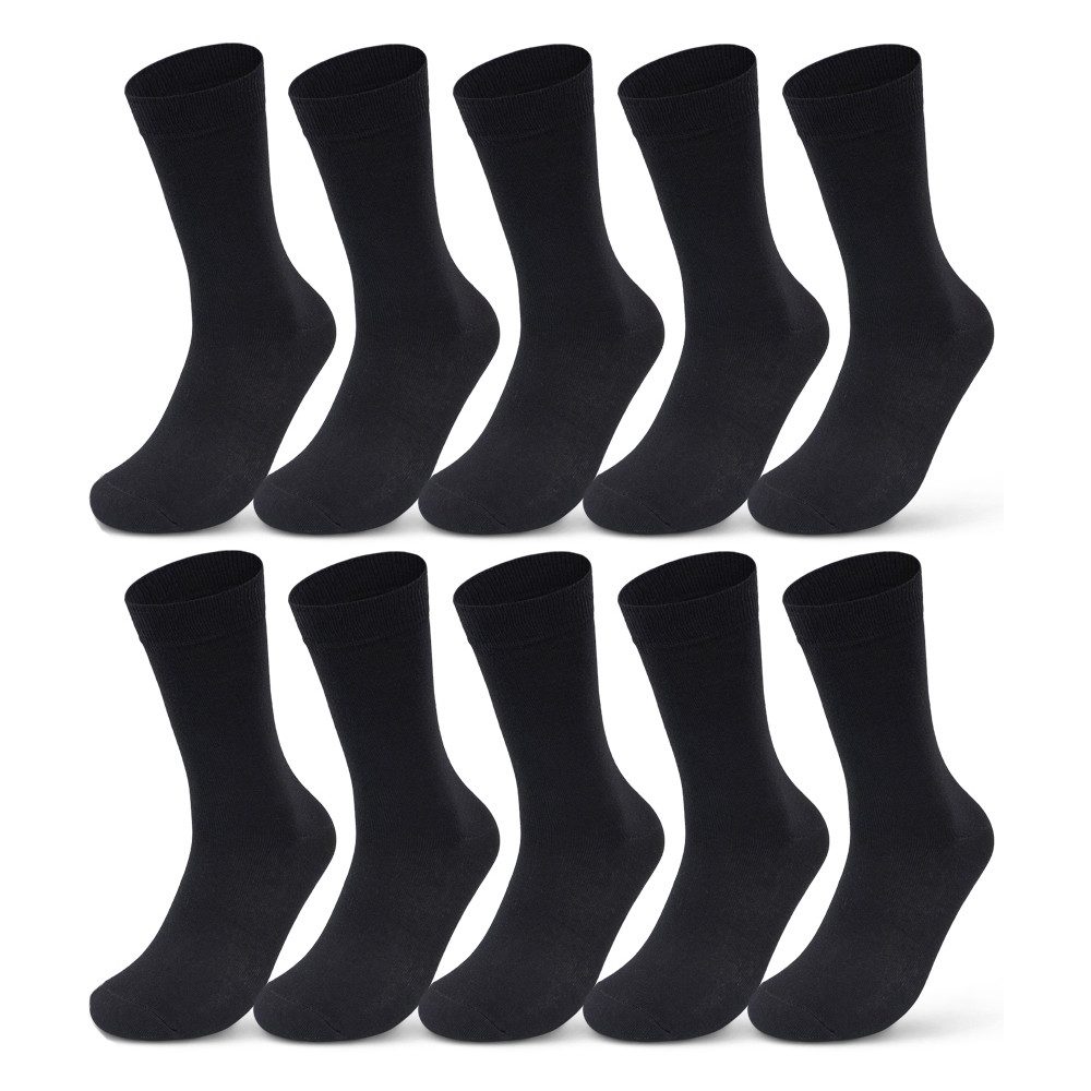 sockenkauf24 Socken 10 I 20 I 30 Paar Damen & Herren Business Socken Baumwolle (Schwarz, 10-Paar, 39-42) mit Komfortbund Strümpfe - 10700
