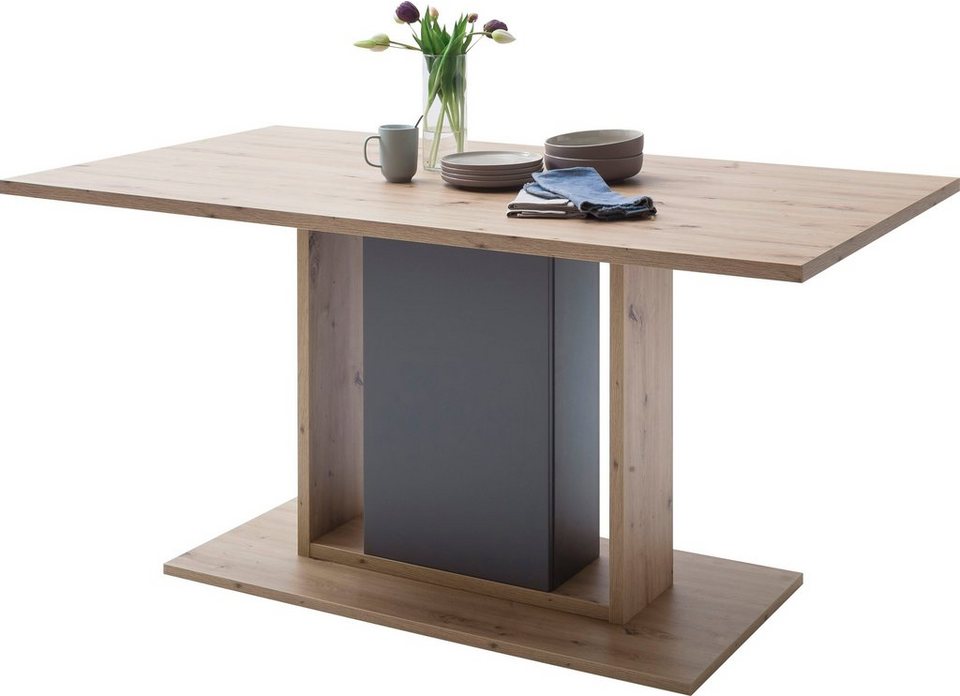 MCA furniture Esstisch Lizzano, Landhausstil modern, bis 80 Kg belastbar,  Tisch 160 cm breit, Esstisch in Balkeneiche Melamin Nachbildung
