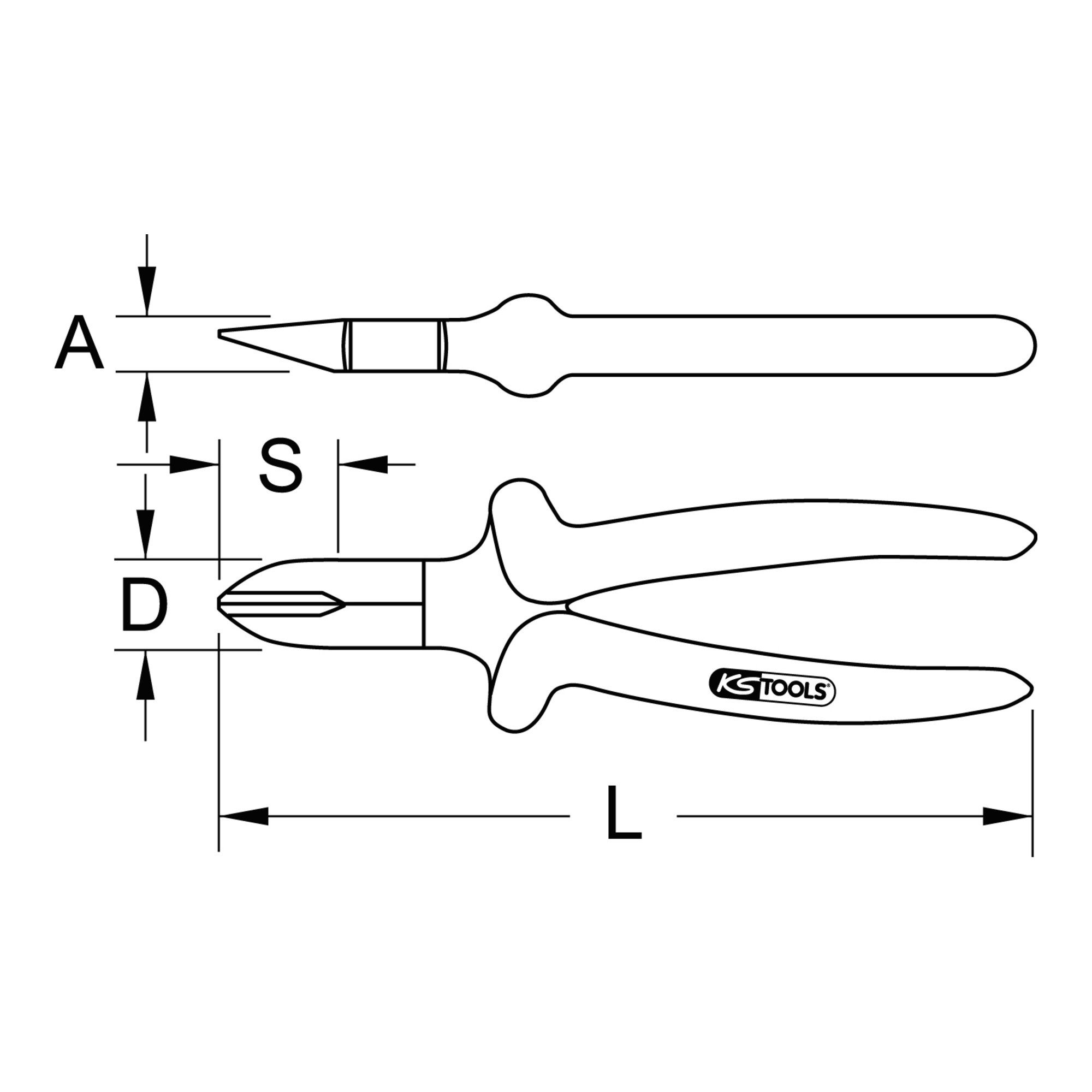 KS Tools Kabelschere KS Tools CLASSIC 1000V Seitenschneider beschichteter Arbeitskopf 180mm