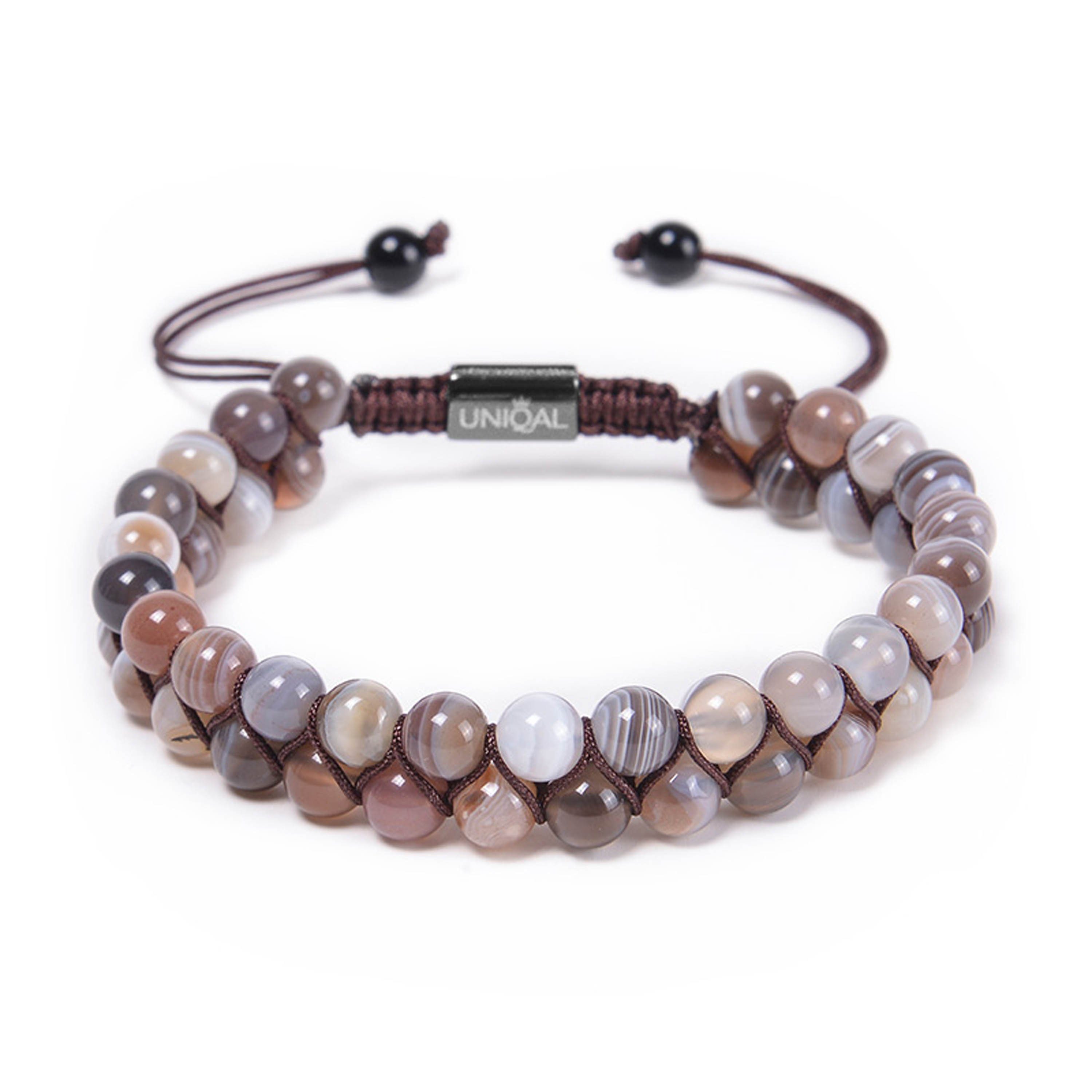 UNIQAL.de Perlenarmband Perlenrmband "UNIQAL" Naturstein, Heilstein, verstellbar, zweireihig (Edelstahl, Naturstein, Casual Style, Heilstein, handgefertigt)