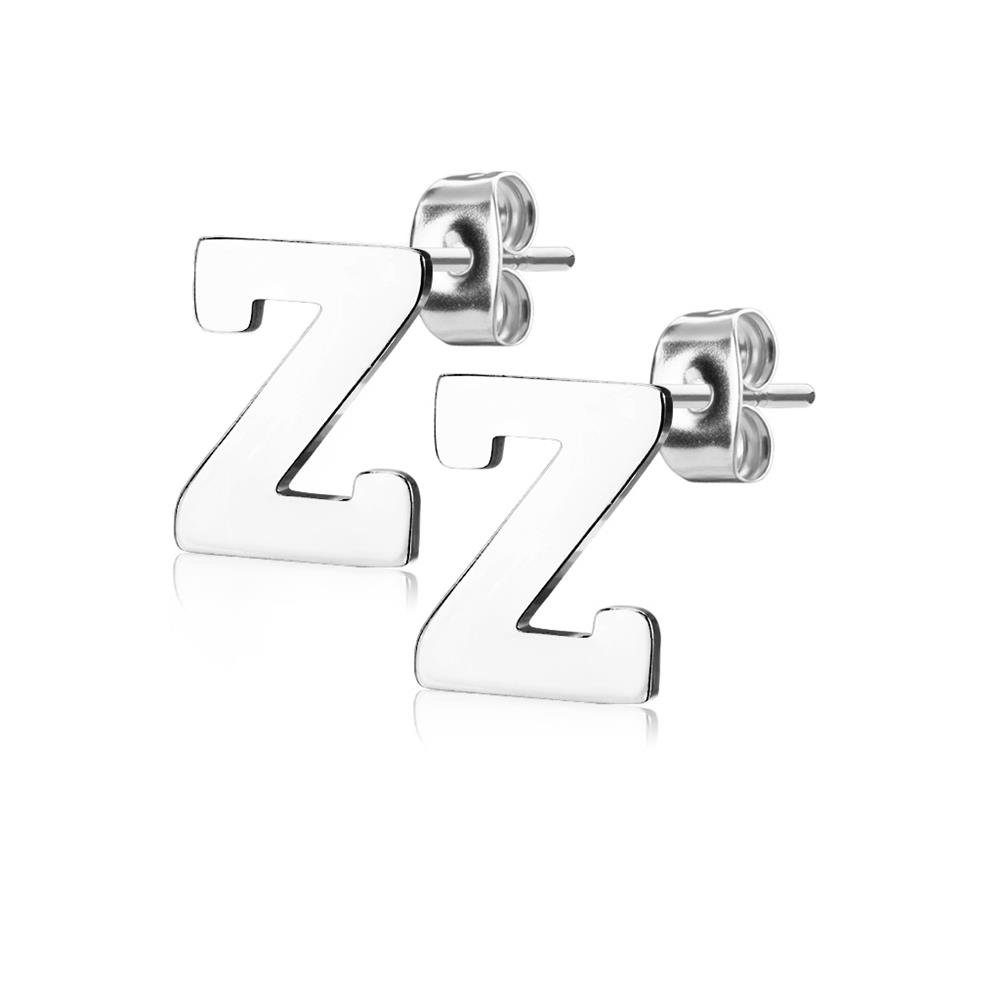 BUNGSA Ohrstecker-Set Ohrstecker Buchstaben Silber aus Edelstahl Damen (1 Paar (2 Stück), 2-tlg), Ohrschmuck Ohrringe Z