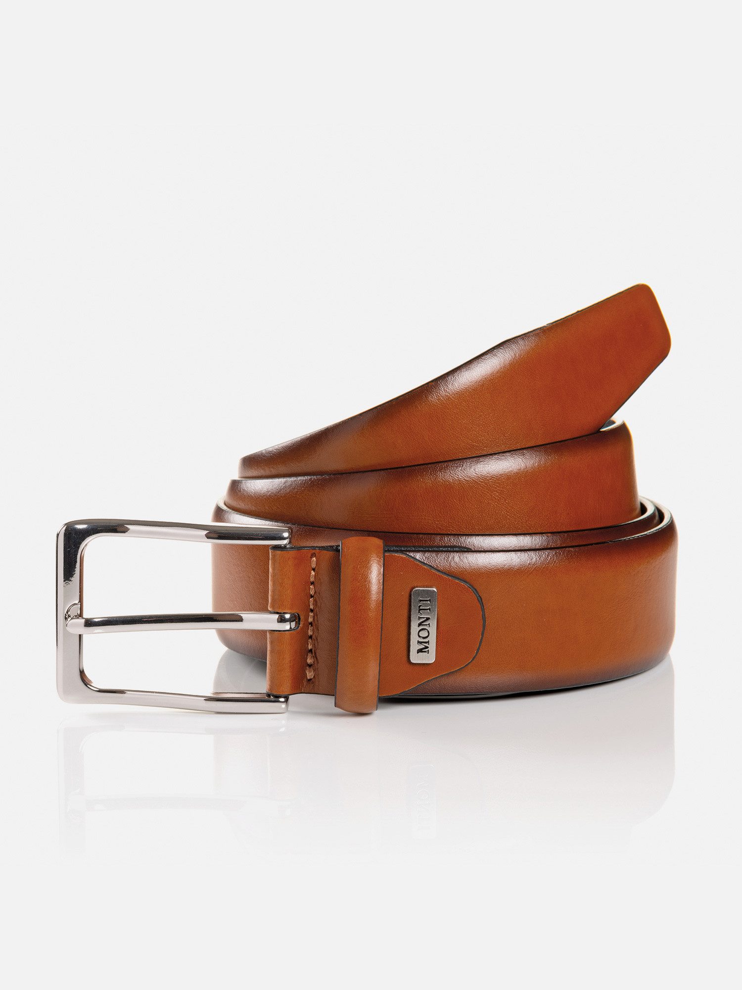 MONTI Ledergürtel REDDING shiny satinierte Dornschließe - 35mm Breite günstig online kaufen