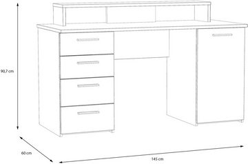 FORTE Schreibtisch NET160, viel Stauraum, Tischplatte bis 50 kg belastbar