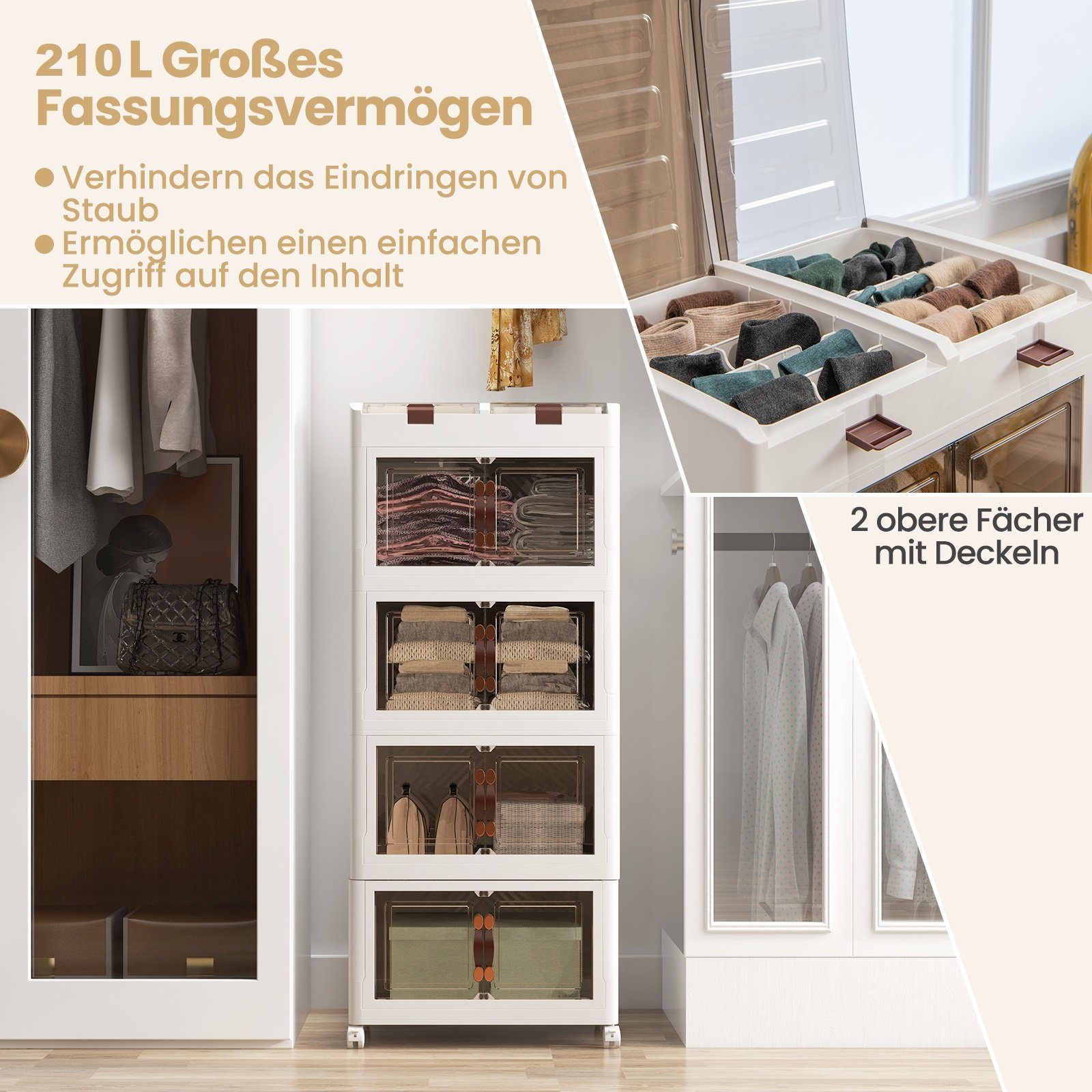 COSTWAY Aufbewahrungsbox, 4er Set, faltbar, stapelbar, günstig online kaufen