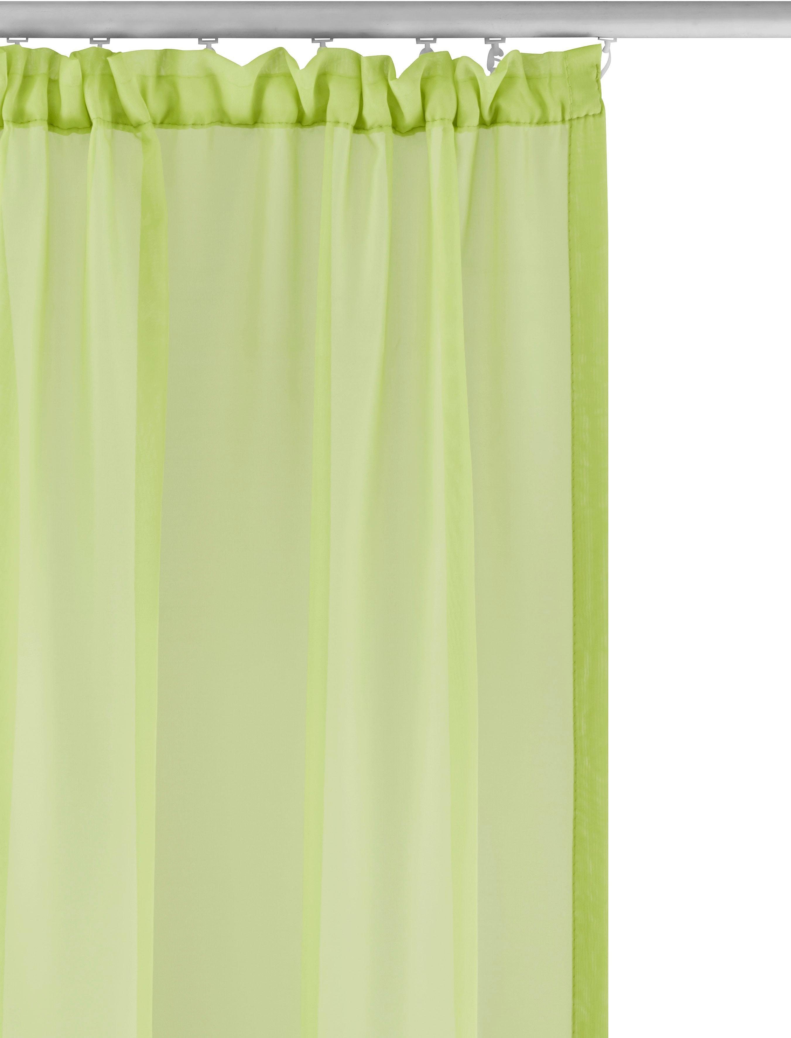 XANA, grün einfarbig, transparent, (1 Kräuselband Voile, Polyester, my 1 pflegeleicht St), Gardine Schal, home,