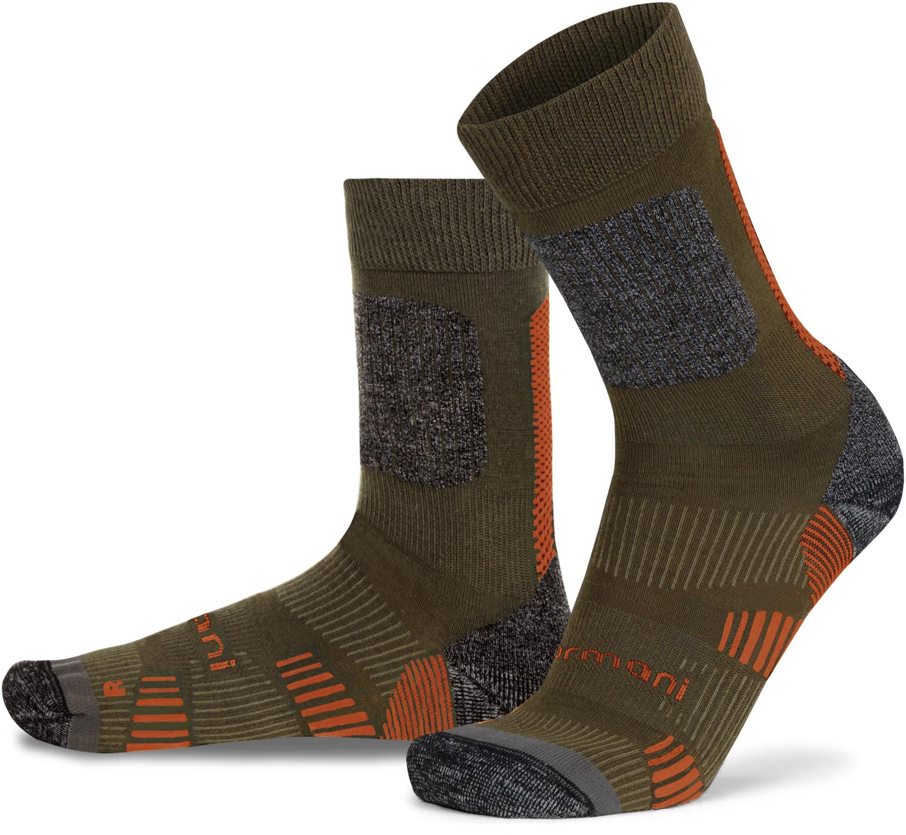 normani Sportsocken hochwertige mit Merinowolle Oliv 2 (2 Trekking Frotteesohle Paar) Merino Socken