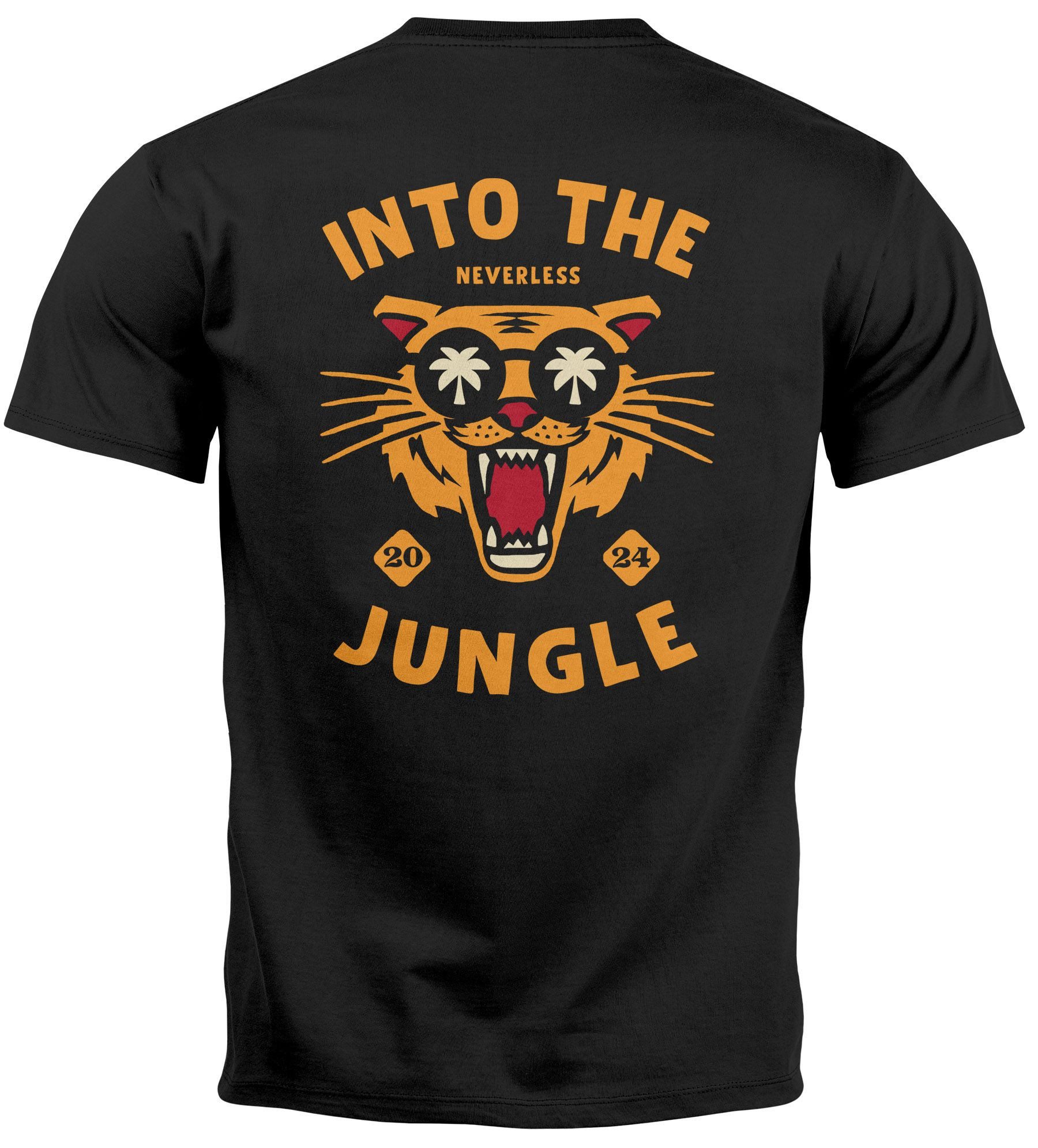 Neverless Print-Shirt Herren T-Shirt Backprint Tiger günstig online kaufen