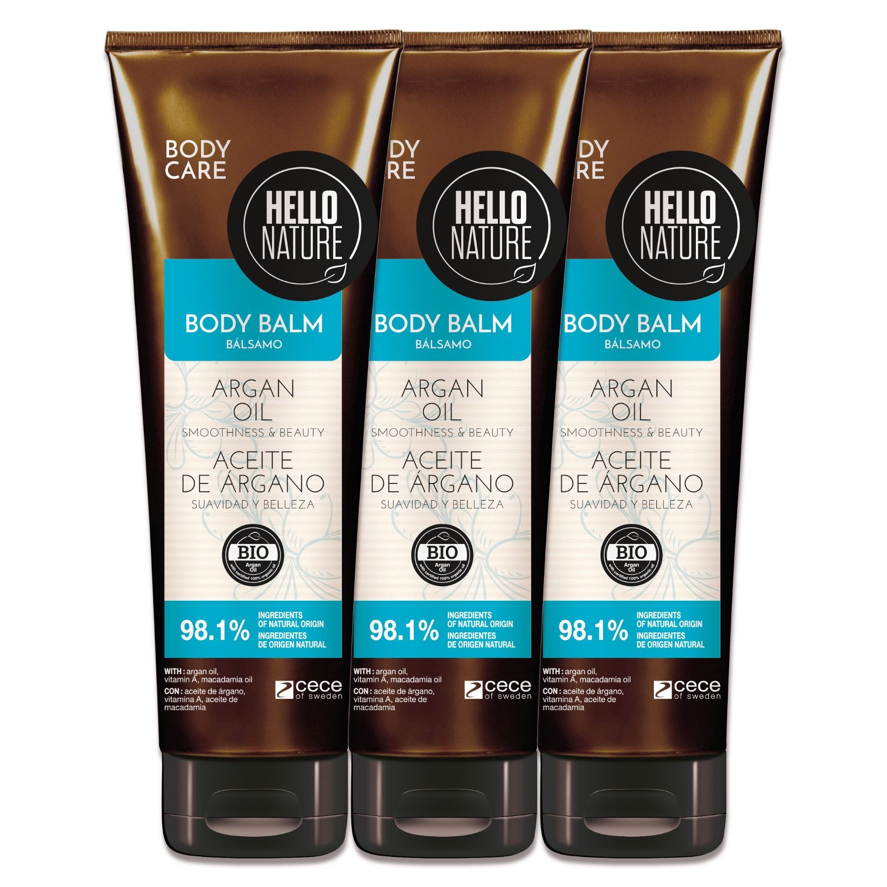 P-Beauty Cosmetic Accessories Körpercreme Body Balm Körper Balsam Feuchtigkeitspflege mit Arganöl Hello Nature, 3-tlg., Hautpflege, Körpercreme, Body Balm, Hello Nature