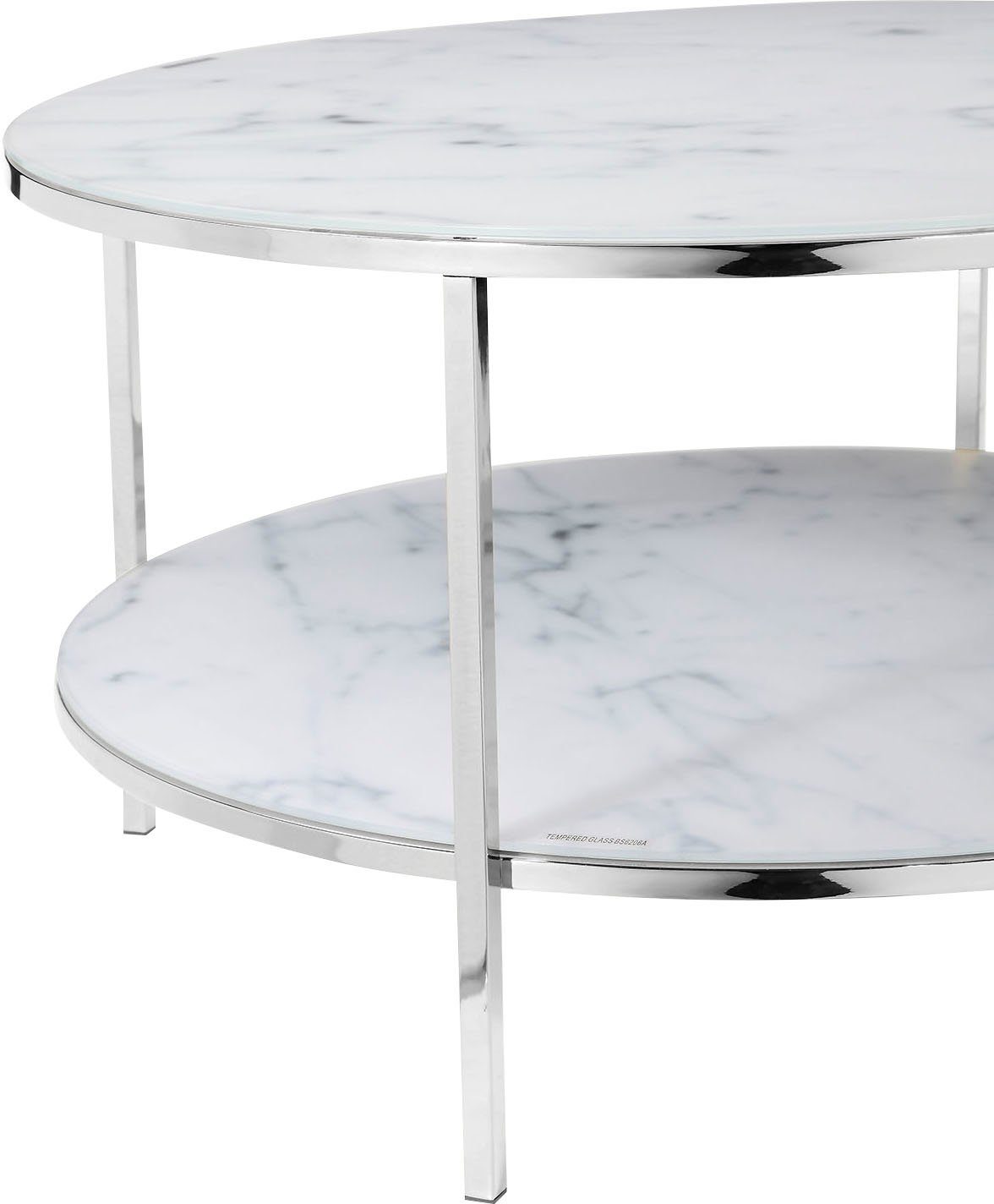 SalesFever Couchtisch, Tischplatten | Weiß/Chromfarben Chromfarben Marmoroptik in