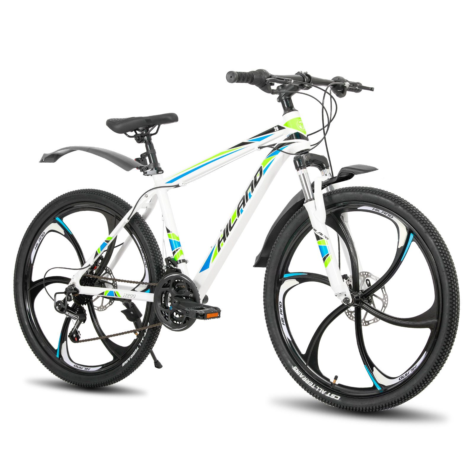 HILAND Mountainbike 26 Zoll Mountainbike MTB für Jugendliche Fahrrad Herren Damen Jungen, mit Aluminiumrahmen Scheibenbremse Federgabel 6 Speichenräder