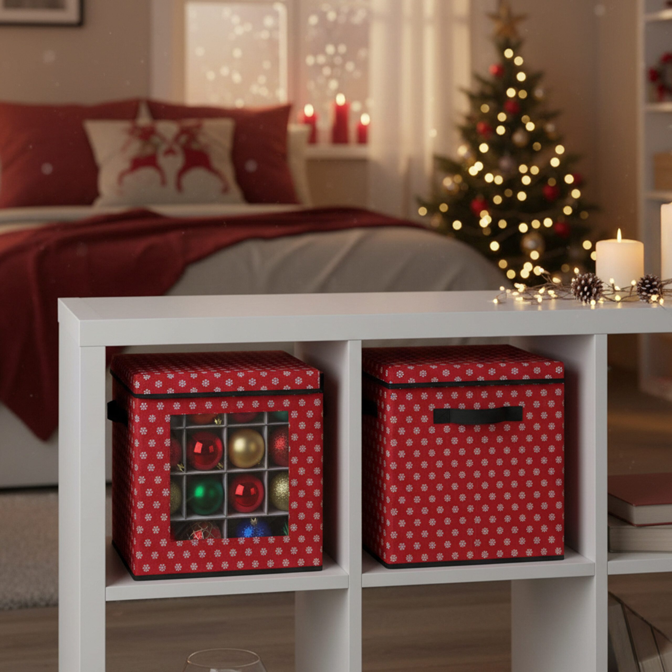 relaxdays Aufbewahrungsbox Weihnachtskugel Aufbewahrungsbox 3er Set, A