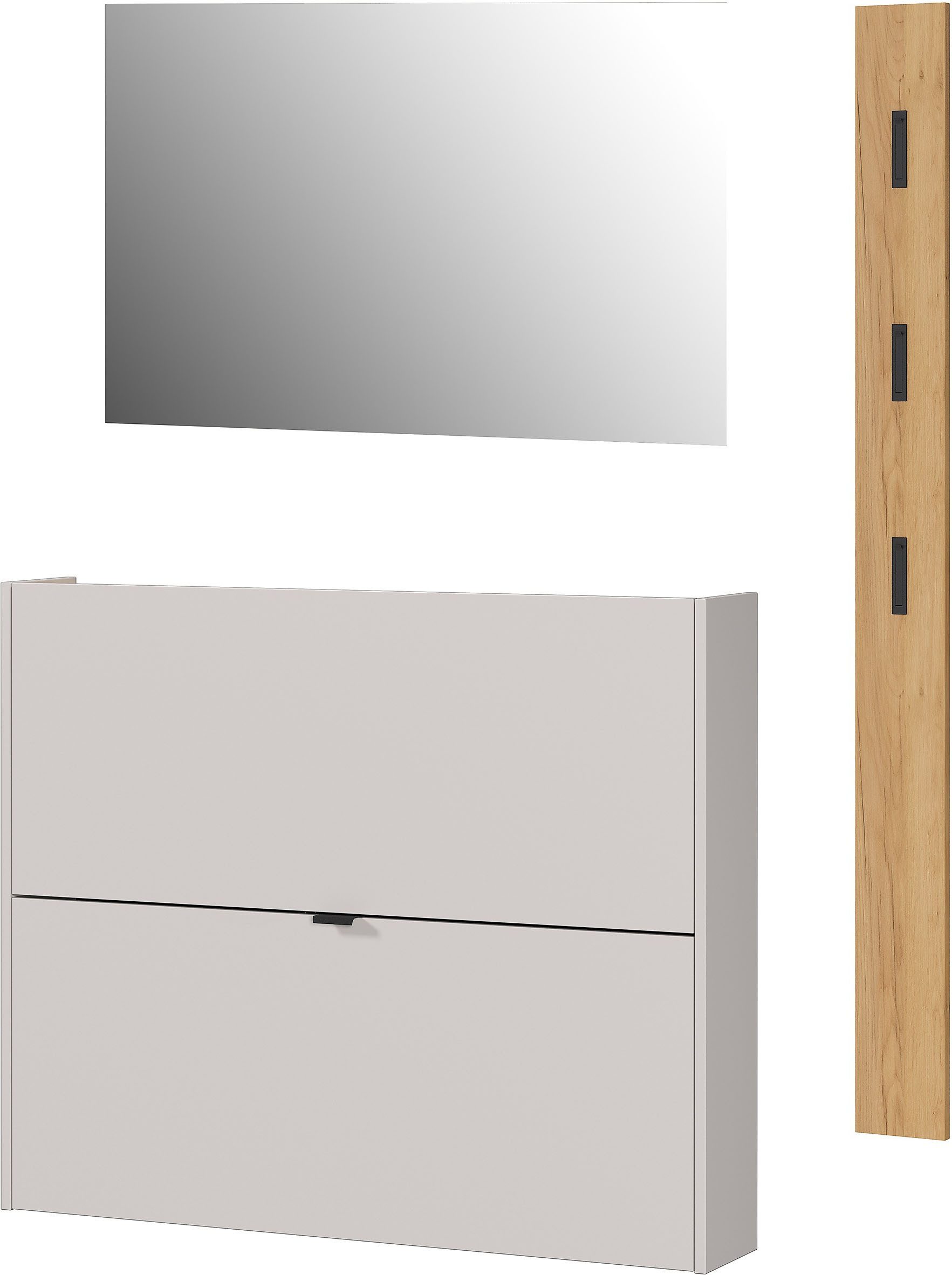 GERMANIA Garderoben-Set GW-Ameca, (3-St), Garderoben-Set bestehend aus Schuhschrank, Spiegel & Garderobenpaneel