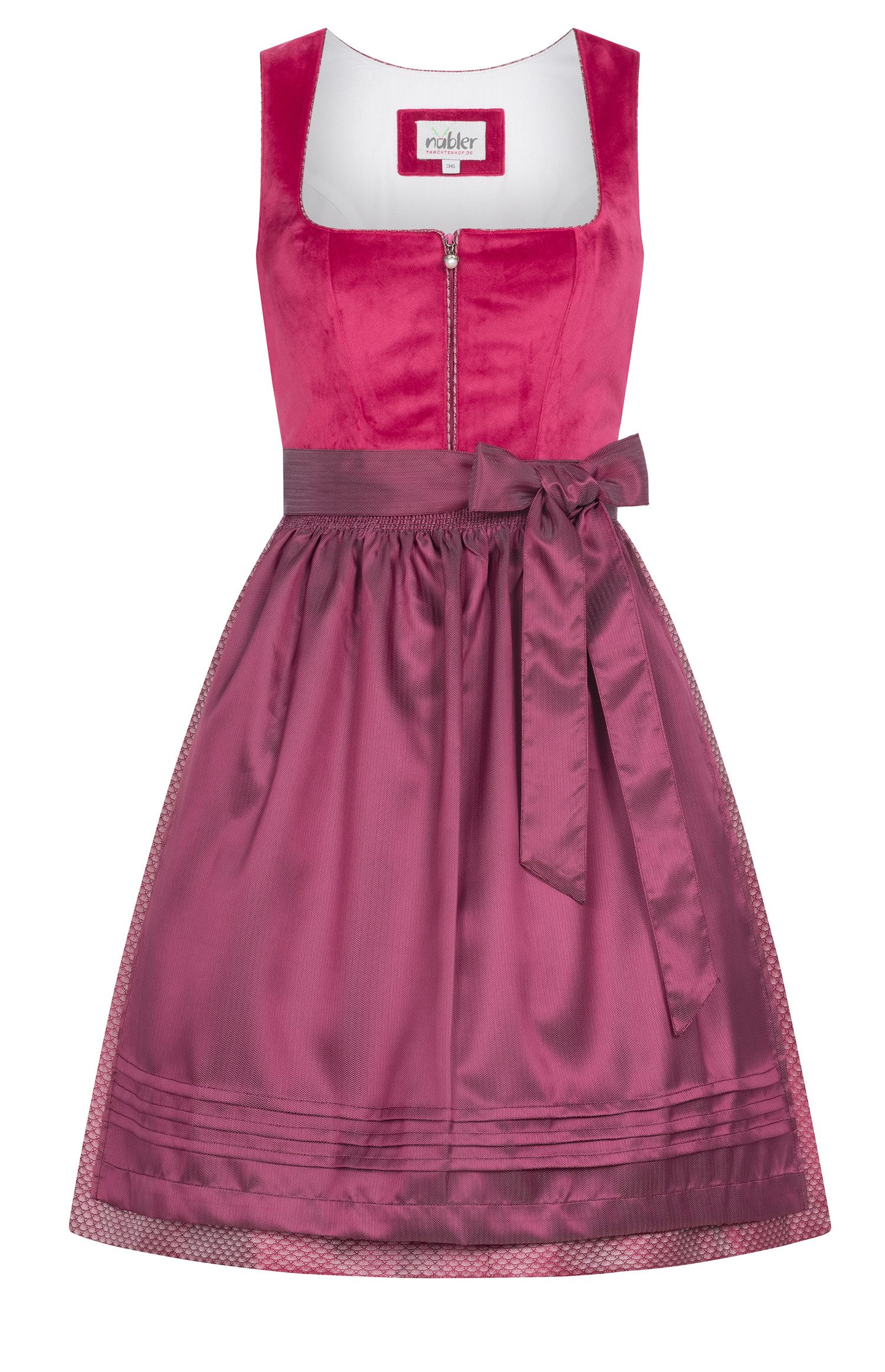 Trachtenkleid Midi Dirndl Scilla in Fuchsia von Nübler - Rocklänge 60 cm